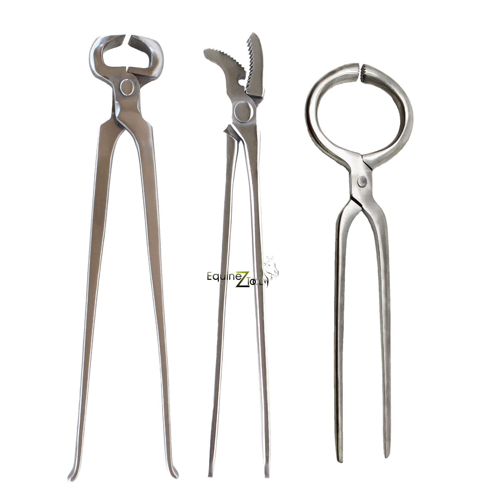 3 PCS Farrier Horse Hoof Care Kit - Professional Nippers, Clincher & Hoof Tester for Trimming and Shoeing - Essential Tools for Equine Hoof Maintenance and Blacksmith Work