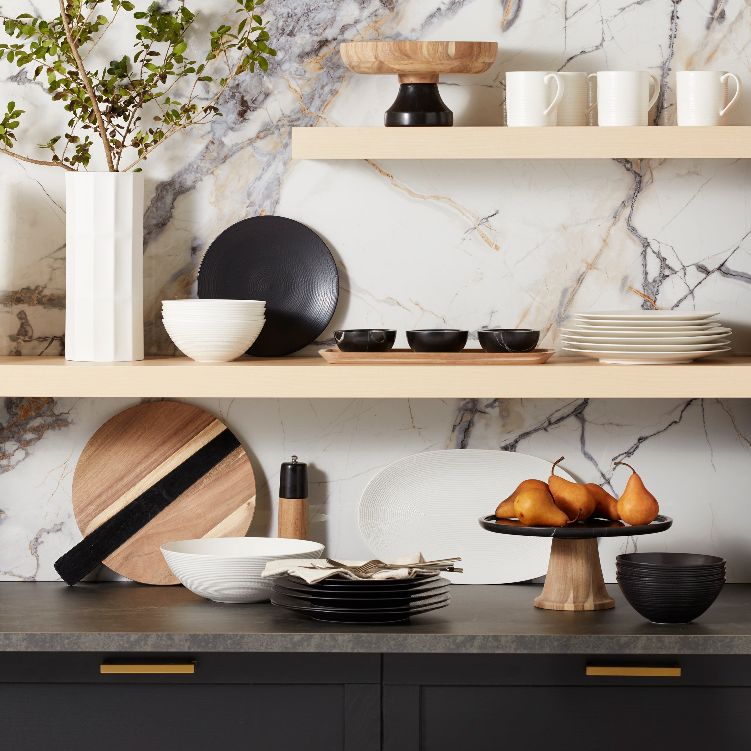 LX Collective White 12-Piece Dinnerware Set - Porcelain Plates, Bowls & Mugs for Everyday Dining, Entertaining & Family Meals