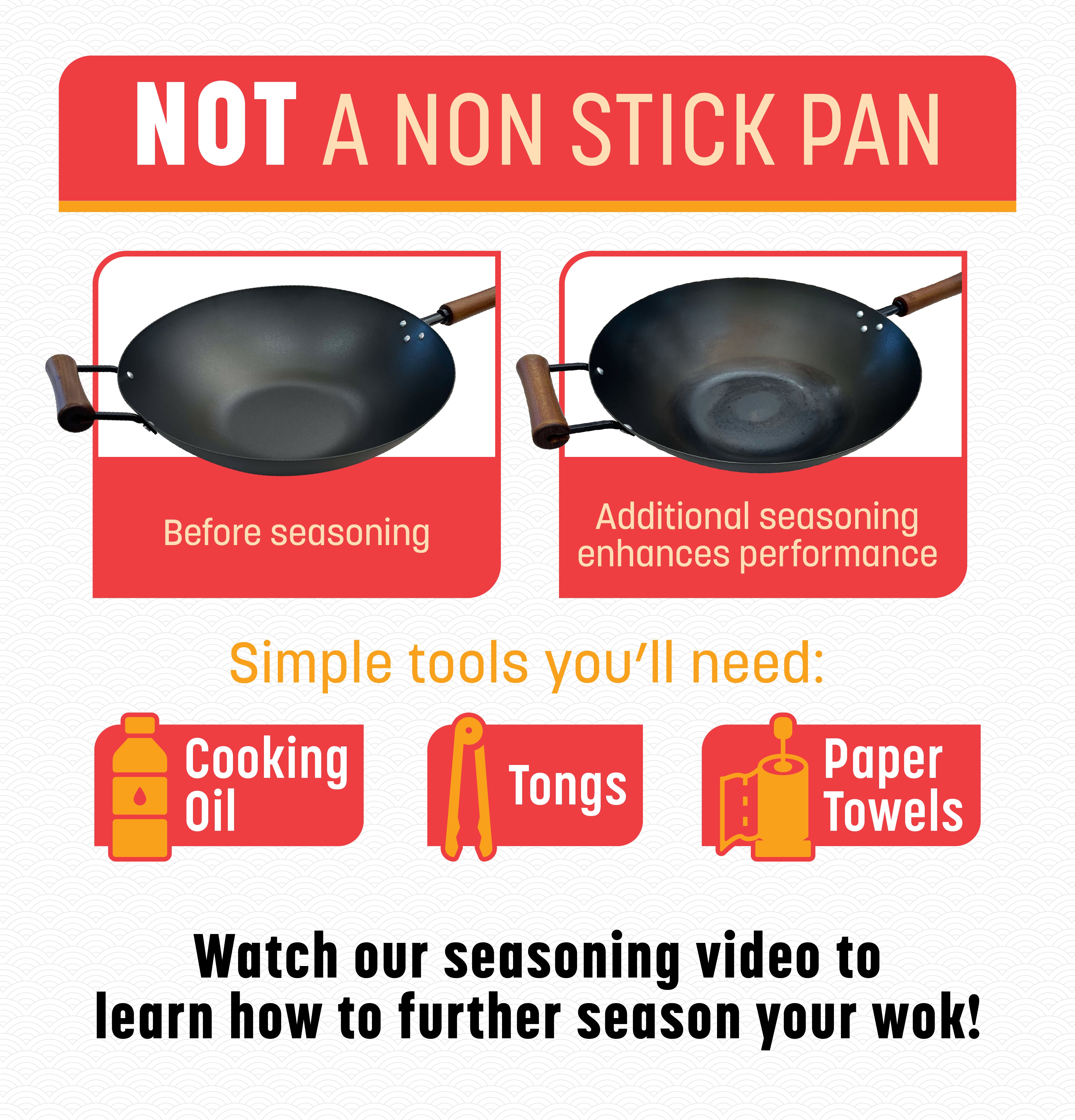 9.5 Inch Carbon Steel Wok Pan - Pre-Seasoned Stir Fry Pan for Professional Cooking - Perfect for Asian Stir Fry, Sautéing & Deep Frying - Induction Compatible Nonstick Skillet