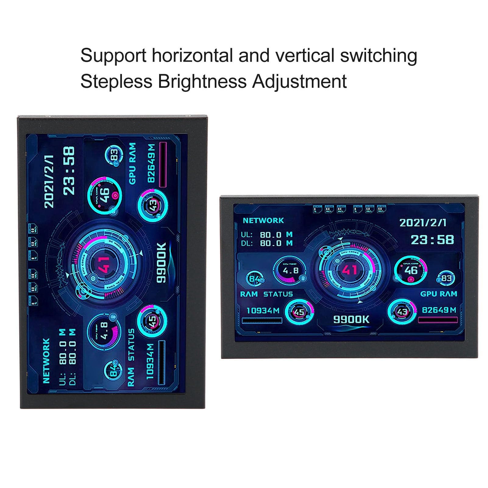 5 Inch CPU Temperature Monitor with Clear Display - RAM Usage & Theme Editor for PC Performance Tracking - Perfect for Gaming, Overclocking & System Monitoring