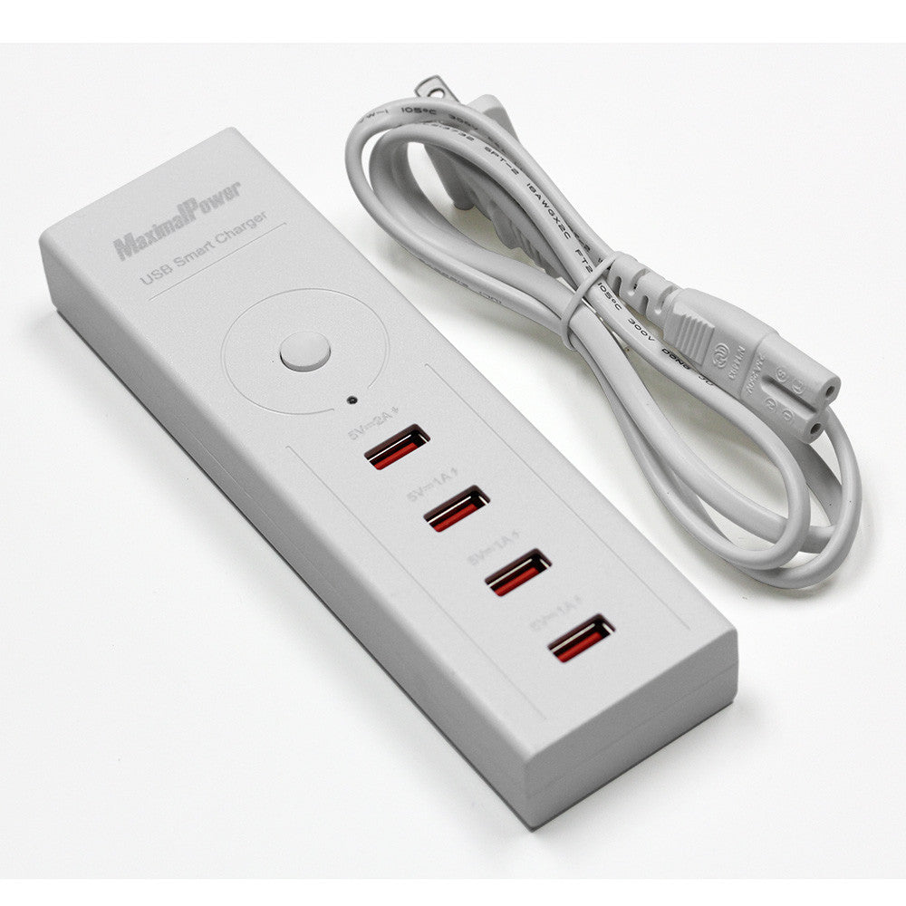 4-Port USB Charger & AC Power Strip - Fast Charging for Smartphones, Tablets, Laptops - Perfect for Home, Office & Travel Use