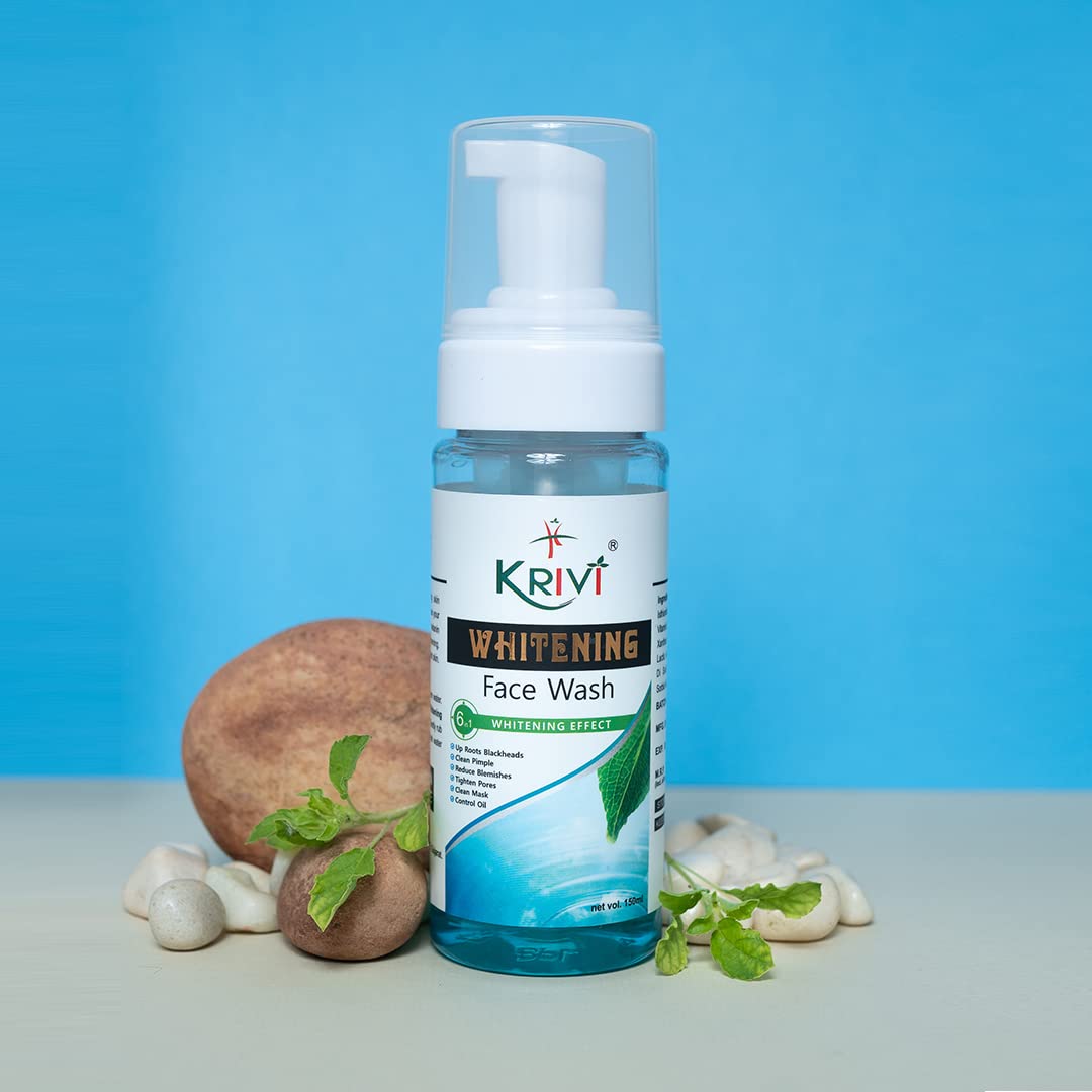 Krivi Whitening Face Wash with Sea Buckthorn Oil, Vitamin A, E & B5 - Paraben & Sulfate Free 150ml (Pack of 1) for Brightening, Hydrating & Gentle Cleansing - Perfect for Daily Skincare Routine
