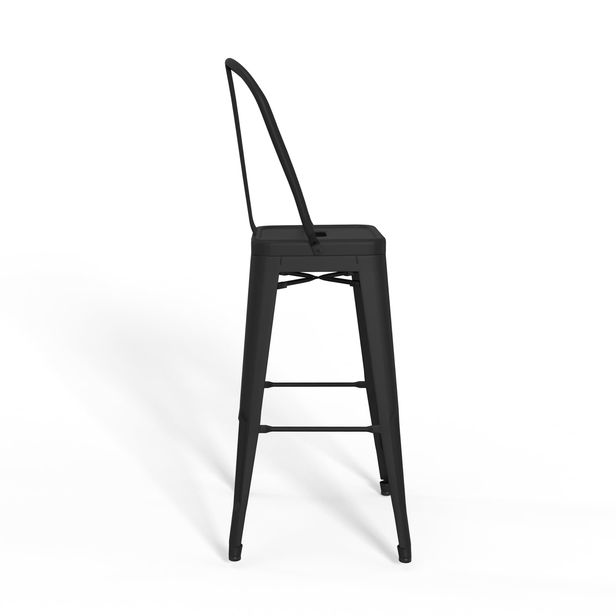 SIMPLIHOME Fletcher Industrial 30 Inch Metal Bar Stool Set of 2 - Black Counter Height Stools for Kitchen Island, Dining Room & Home Bar - Heavy Duty Steel Frame with Comfortable Back Support