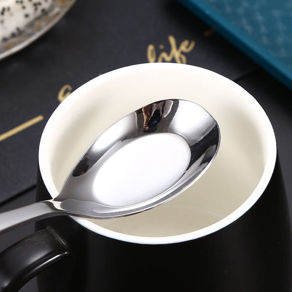 5-Piece Stainless Steel Soup Spoons Set - Mirror Finish Kitchen Serving Spoons for Dessert, Coffee, Ice Cream - Perfect for Soup, Rice, Tea, Milk & Desserts (Golden) - Ideal for Dining, Restaurants & Home Kitchen Use