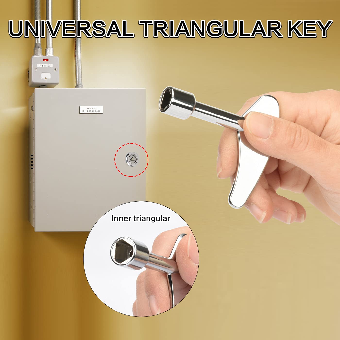 Drado Triangular Meter Box Key Set - Heavy Duty Metal Gas & Electric Meter Box Keys with Keyring - Perfect for Utility Access, Distribution Cabinets & Locked Meter Boxes