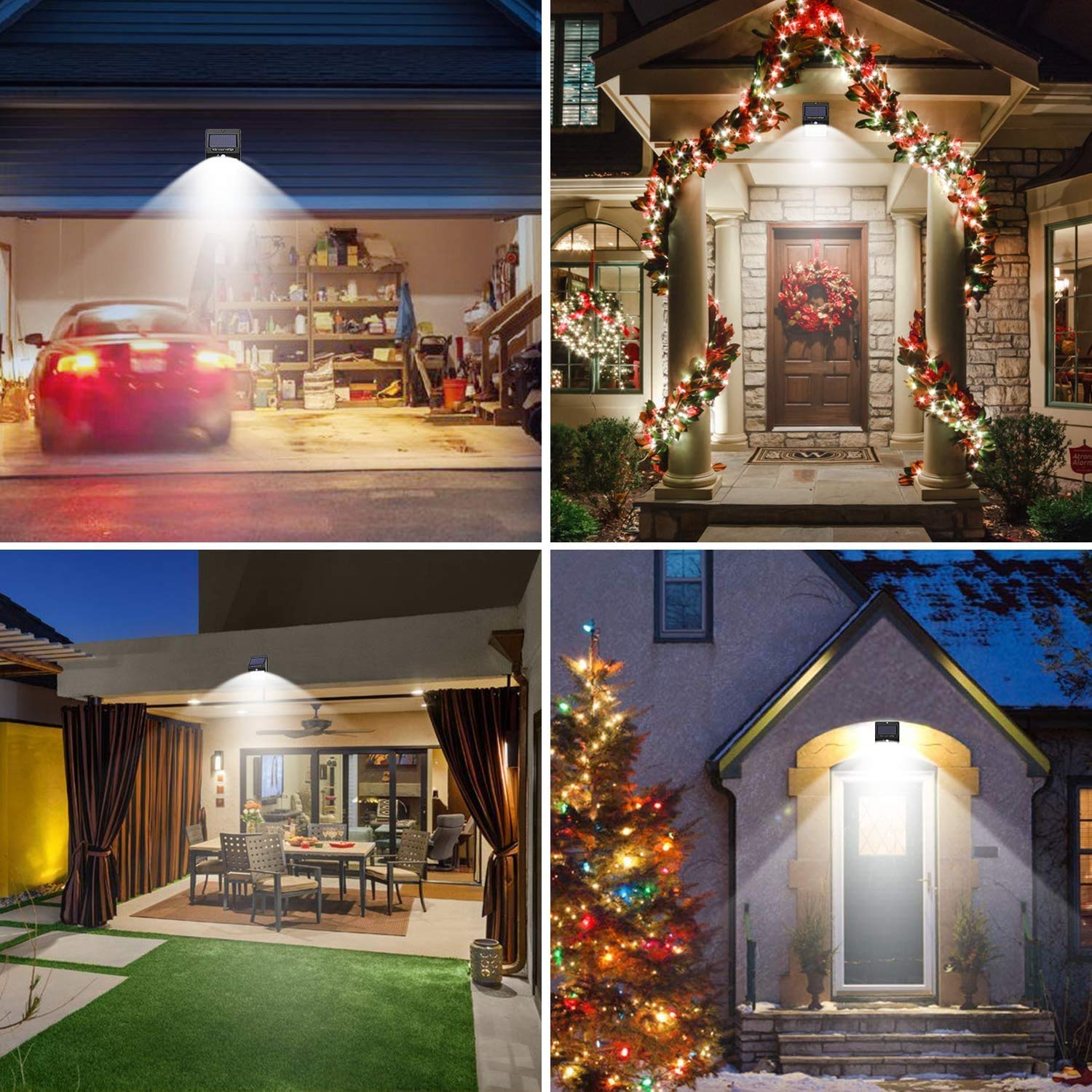 Solar Security Lights Outdoor Wireless Waterproof - Motion Sensor Solar Lights for Front Door, Garden, Pathway - Black (LIHT-SL-SD-SSE19-BL) - Perfect for Home Safety & Landscape Lighting