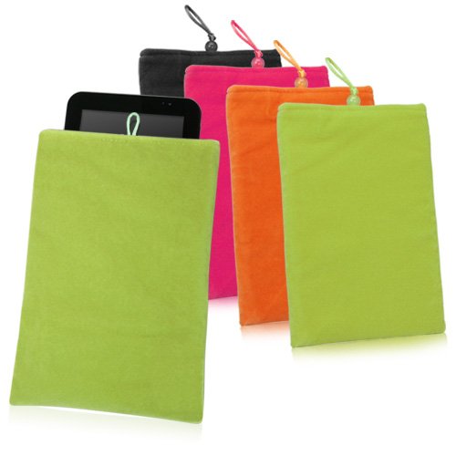 Premium Velvet Pouch Case for Kindle 3rd Generation (2010) - Soft Velour Fabric Sleeve with Drawstring Closure - Bold Orange - Perfect for Travel, Reading & Device Protection