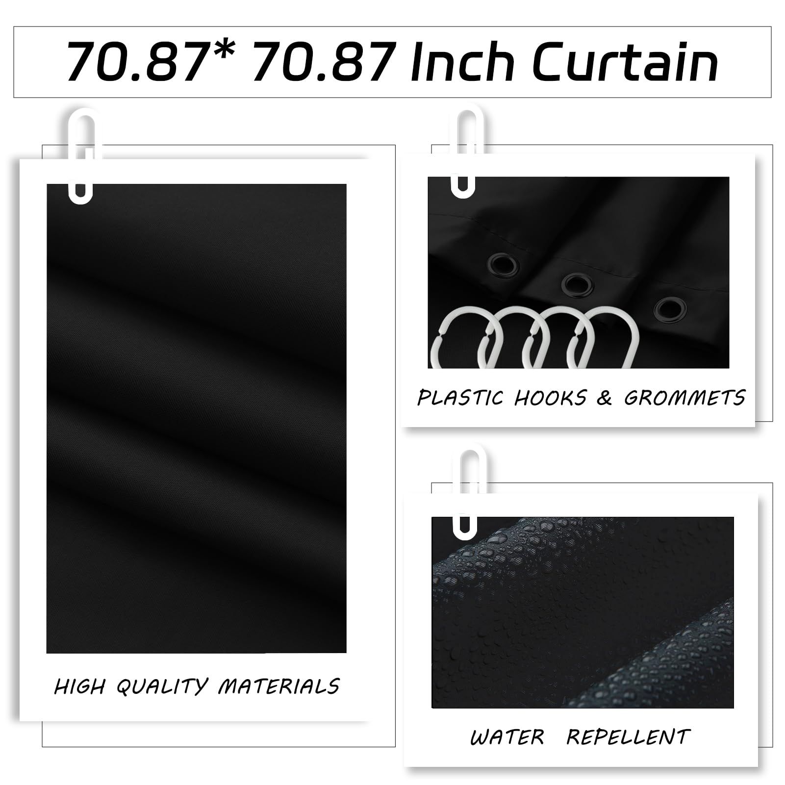 9-Piece Black Bathroom Accessories Set - Includes Trash Can, Shower Curtain, Vanity Tray, Soap Dispenser, Soap Dish, Toothbrush Holder & Cup, Toilet Brush | Modern Bath Decor for Home & Hotel Use