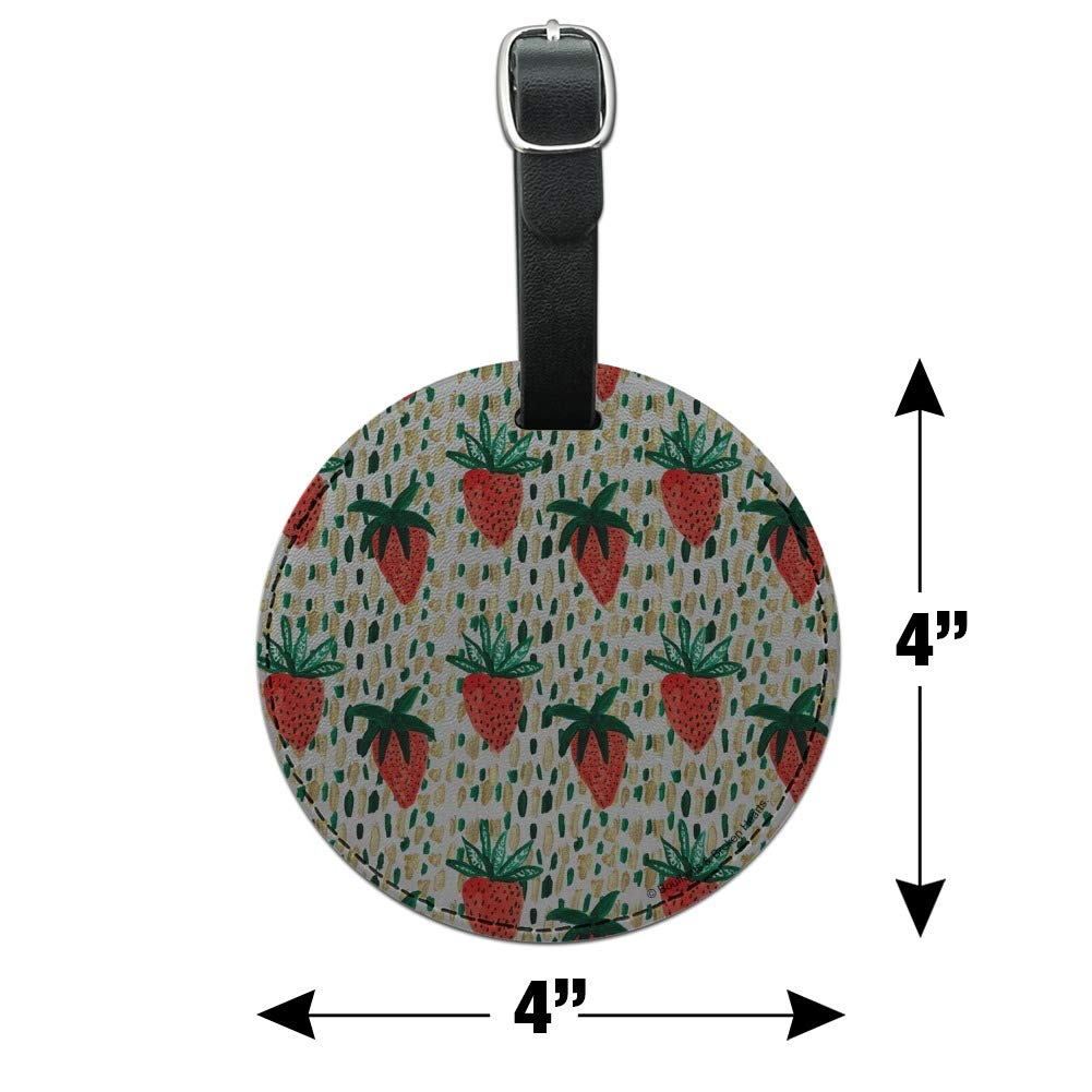 Berry Special Strawberries Round Leather Luggage Tag - Durable Suitcase ID Card Holder for Travel Bags - Perfect for Carry-Ons, Checked Luggage & Backpacks