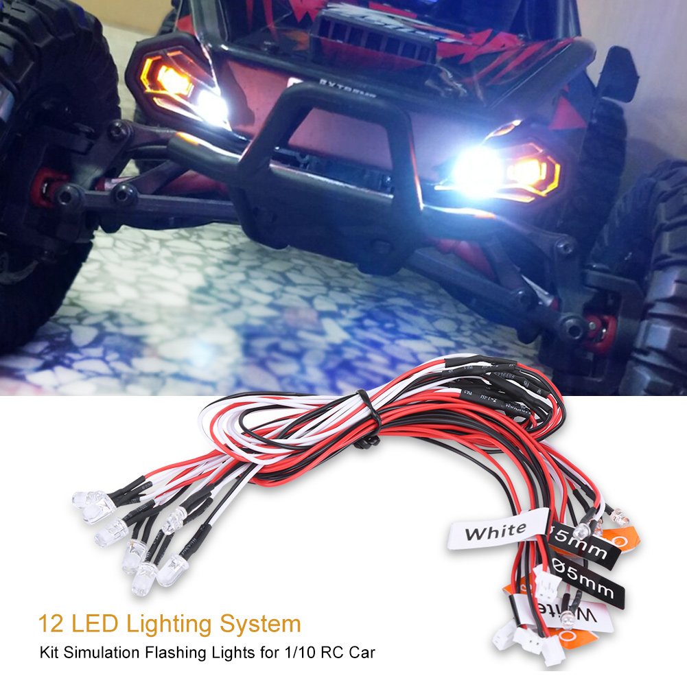 12 LED RC Car Light Kit with Simulation Lighting for 1/10 Scale RC Cars, Trucks & Crawlers - Perfect for Night Racing & Off-Road Adventures