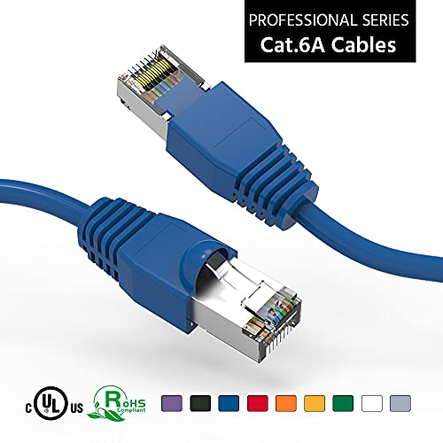 Premium CAT.6A Shielded Ethernet Cable 10Gbps 500MHz High-Speed Internet Cable Blue - Reliable Wired Connection for Gaming, Streaming & Home Office Networking