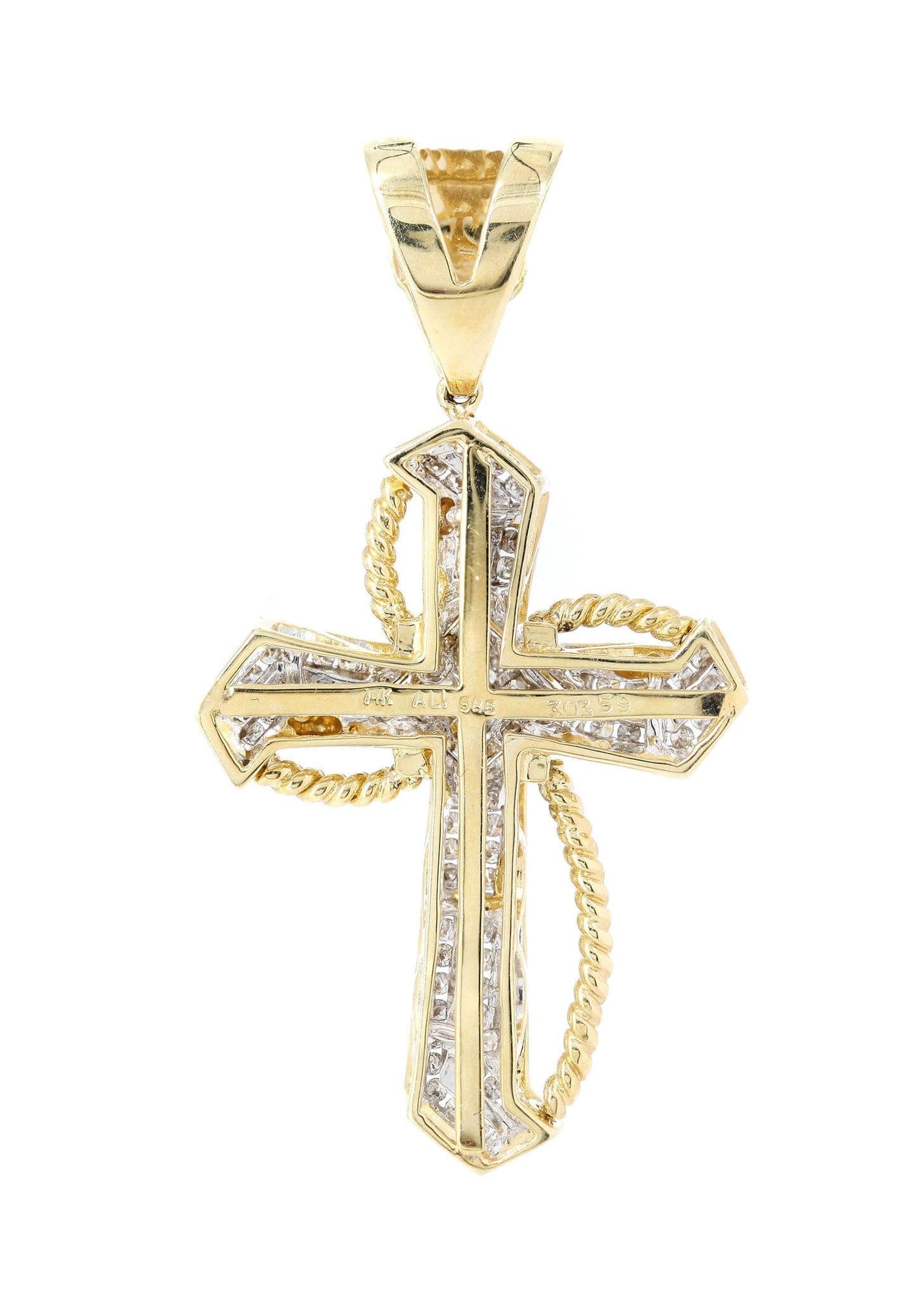 0.52 Carat Diamond Cross Pendant Necklace - 9.7 Grams Solid Gold Religious Jewelry for Women - Perfect for Baptism, Confirmation & Everyday Wear