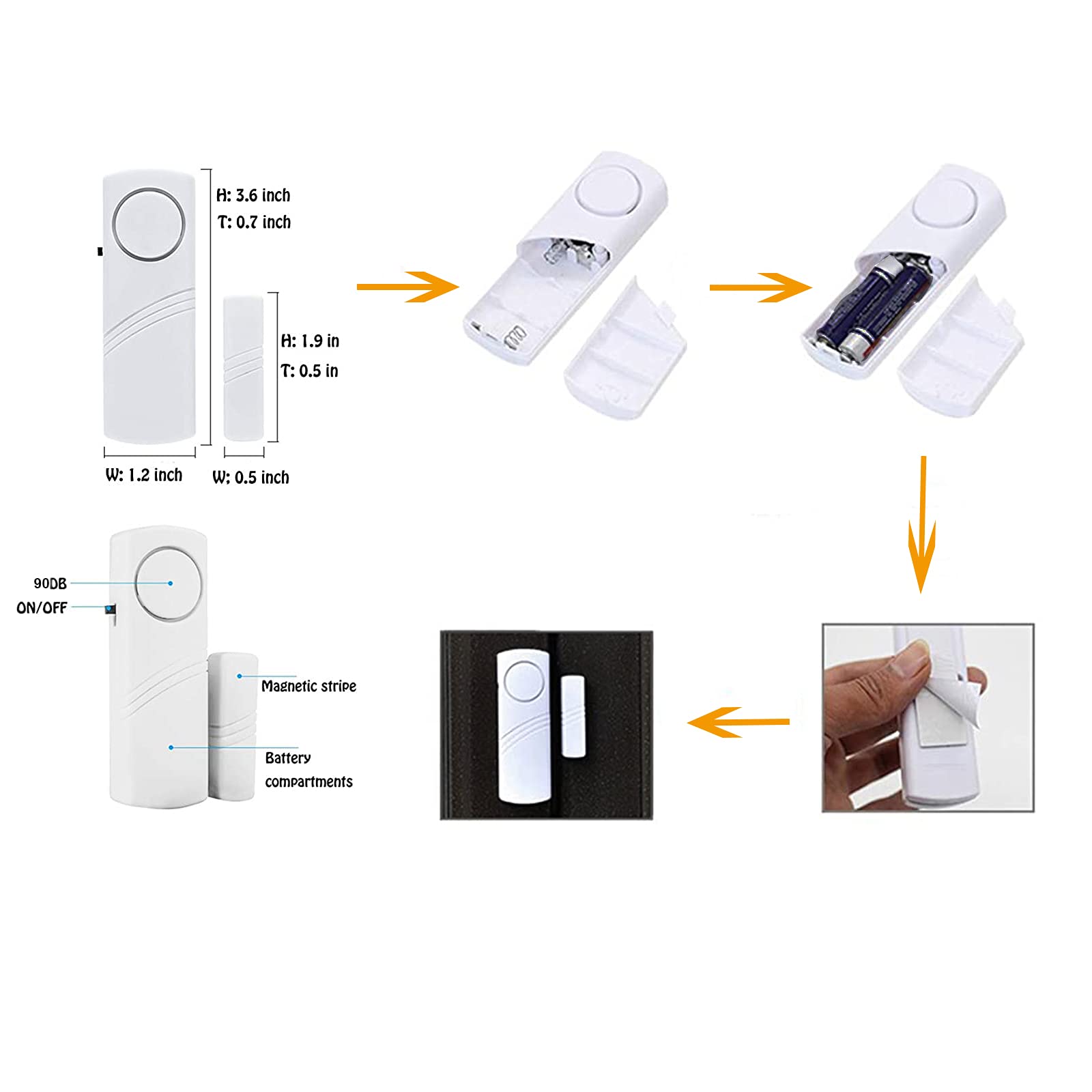 6 Pack Magnetic Window and Door Alarm Sensor - Wireless Home Security System, Child Safety Alarm for Doors & Windows, Pool Safety Alarm for Kids & Toddlers - Perfect for Home, Office, and Pool Area Protection