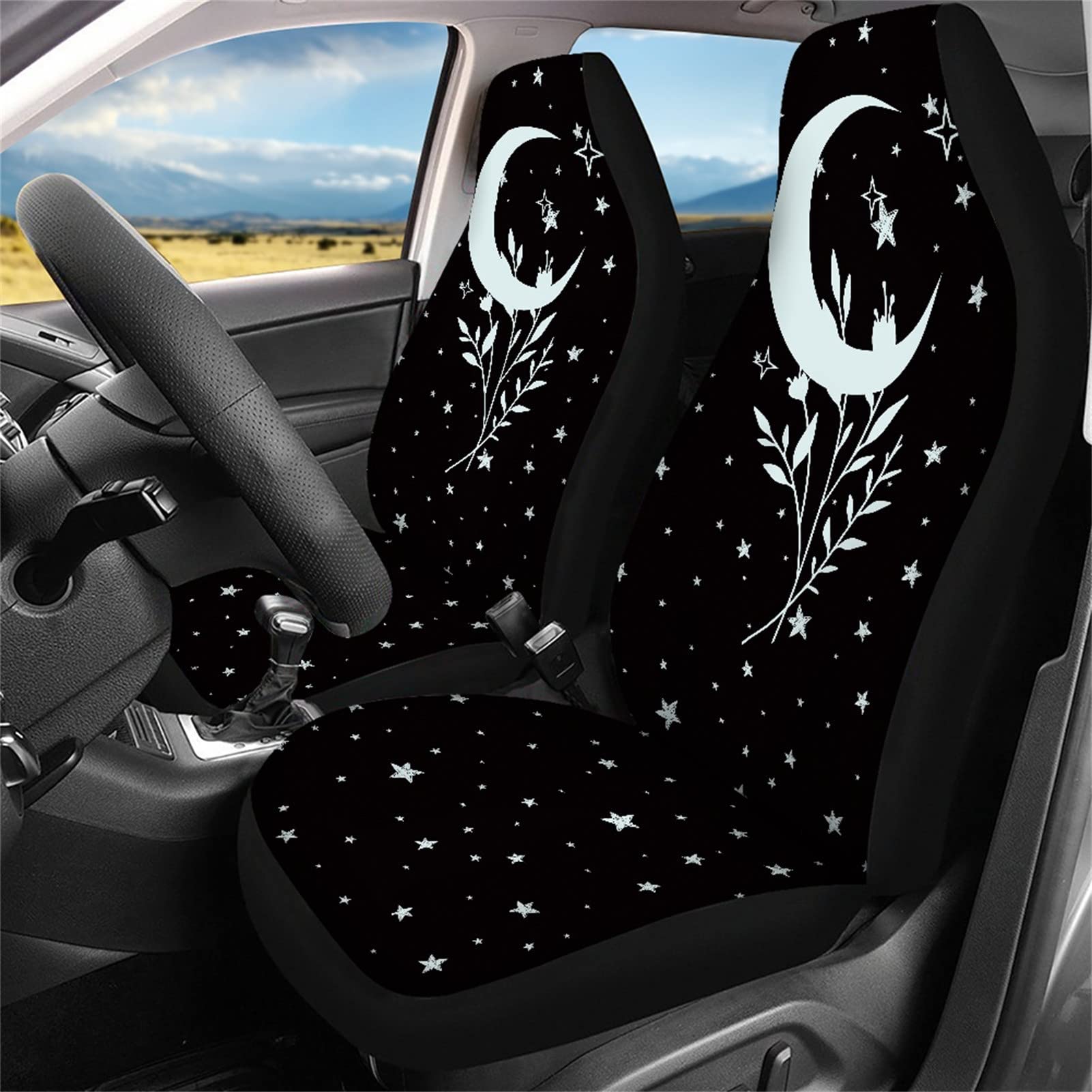 **Ystardream Moon Star Car Seat Covers for Women & Men - Stretchy Bucket Seat Covers Fit Most Trucks, Sedans, SUVs - Rear Backrest & Bottom Bench Cover for Comfort & Style**    *(Perfect for Road Trips, Daily Commutes & Protecting Your Car Seats from Wear & Tear)*