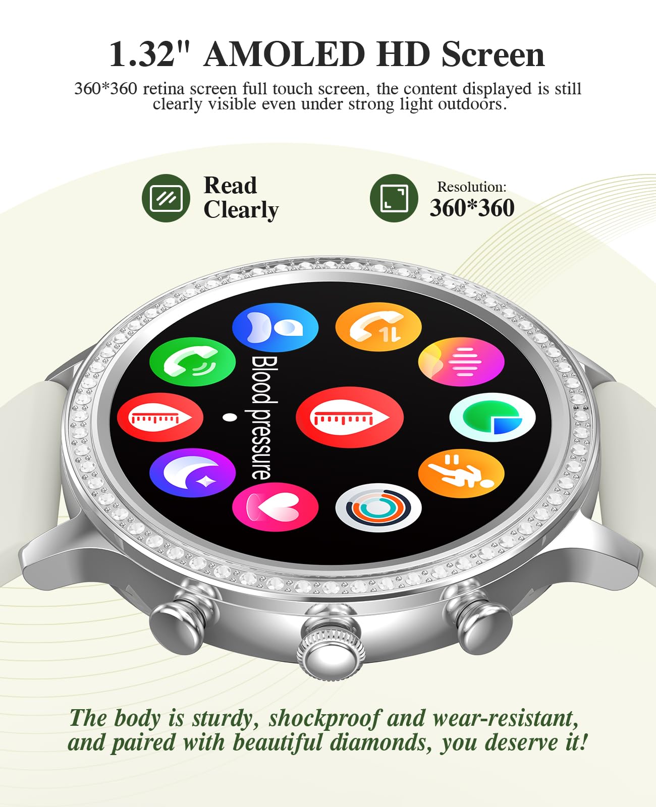 Luxury Smart Watch for Women with Diamonds - 1.32