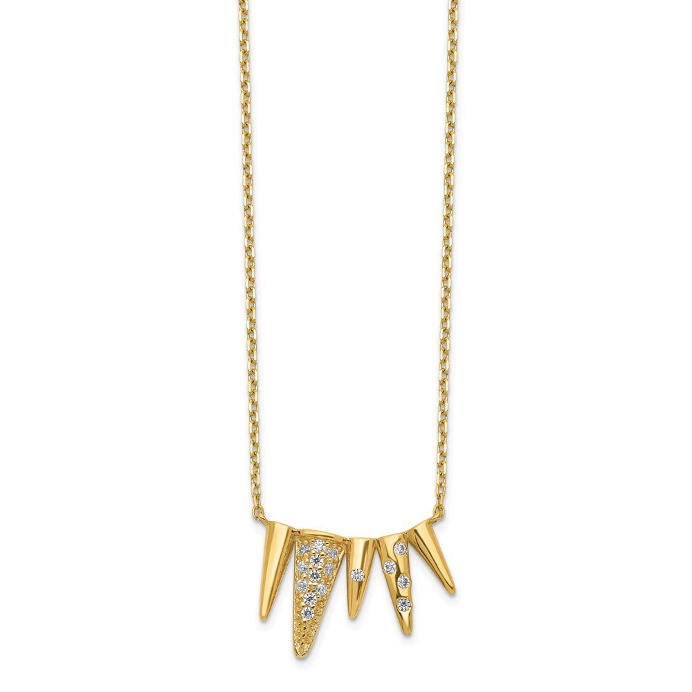 14K Gold Plated Triangle CZ Cubic Zirconia Simulated Diamond Pendant Necklace - 18 Inch with 2 Inch Extender - Elegant Jewelry Gift for Women, Perfect for Parties, Weddings & Special Occasions