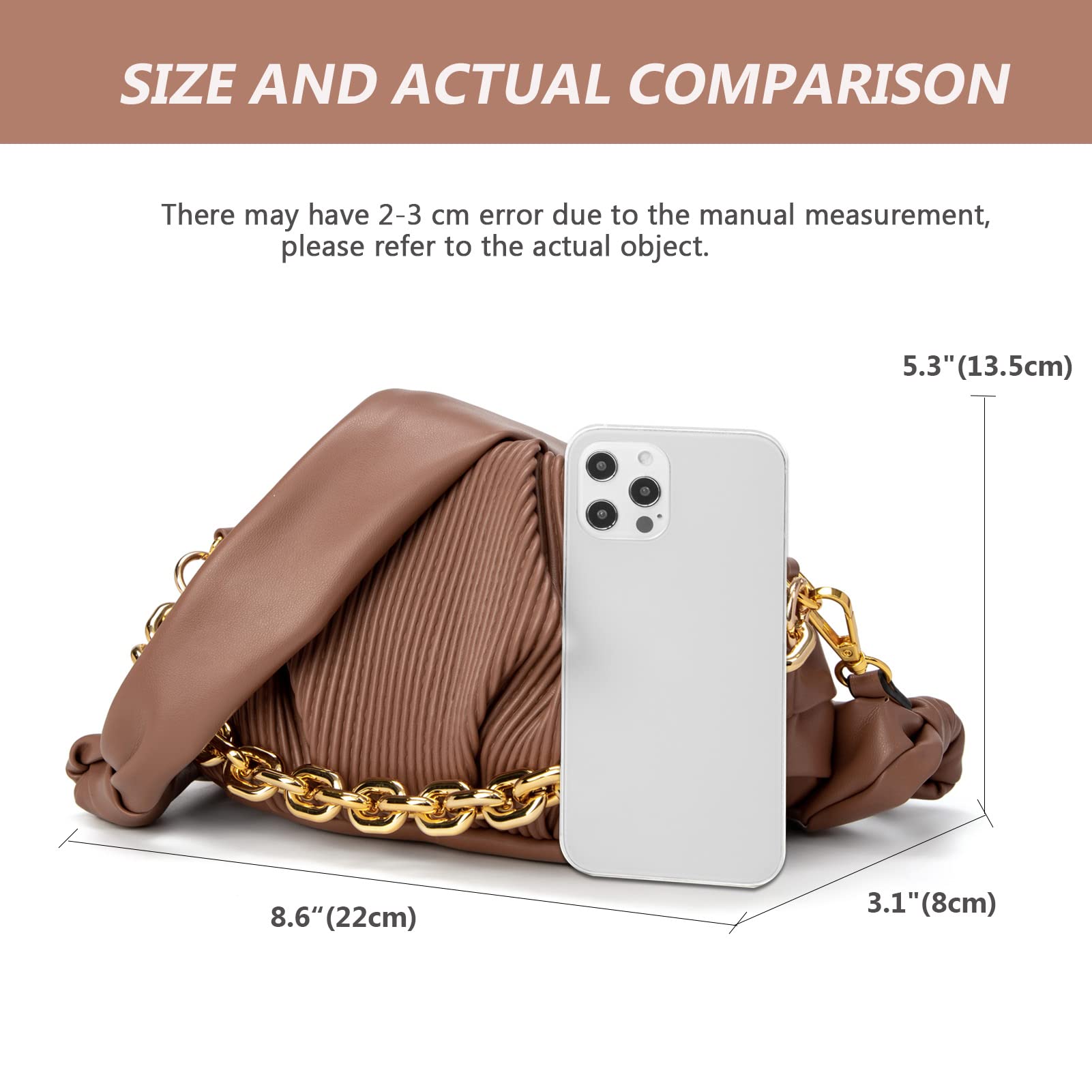 KingTo Women's Crossbody Clutch Purse - Designer Dumpling Shoulder Bag & Soft Cloud Pouch Tote for Everyday Use, Date Night & Travel Accessories