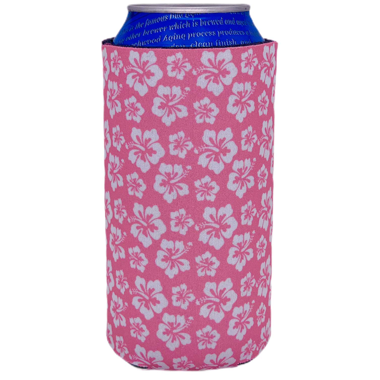16 oz. Hibiscus Pattern Can Cooler - Insulated Sleeve for Beer & Soda Cans - Perfect for Beach, BBQ, and Pool Parties