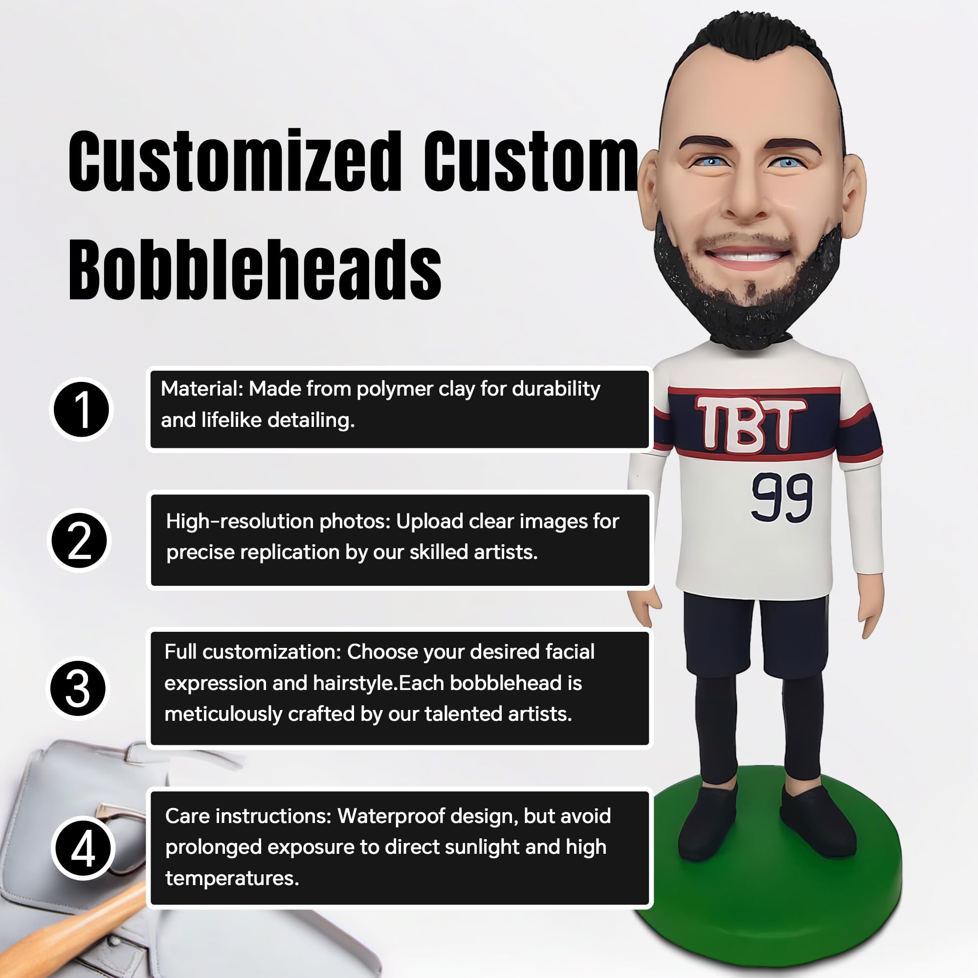Custom Soccer Bobblehead - Personalized Handcrafted Football Fan Gift | Unique Player Figurine for Sports Enthusiasts | Perfect for Birthdays, Team Celebrations & Game Day Decor