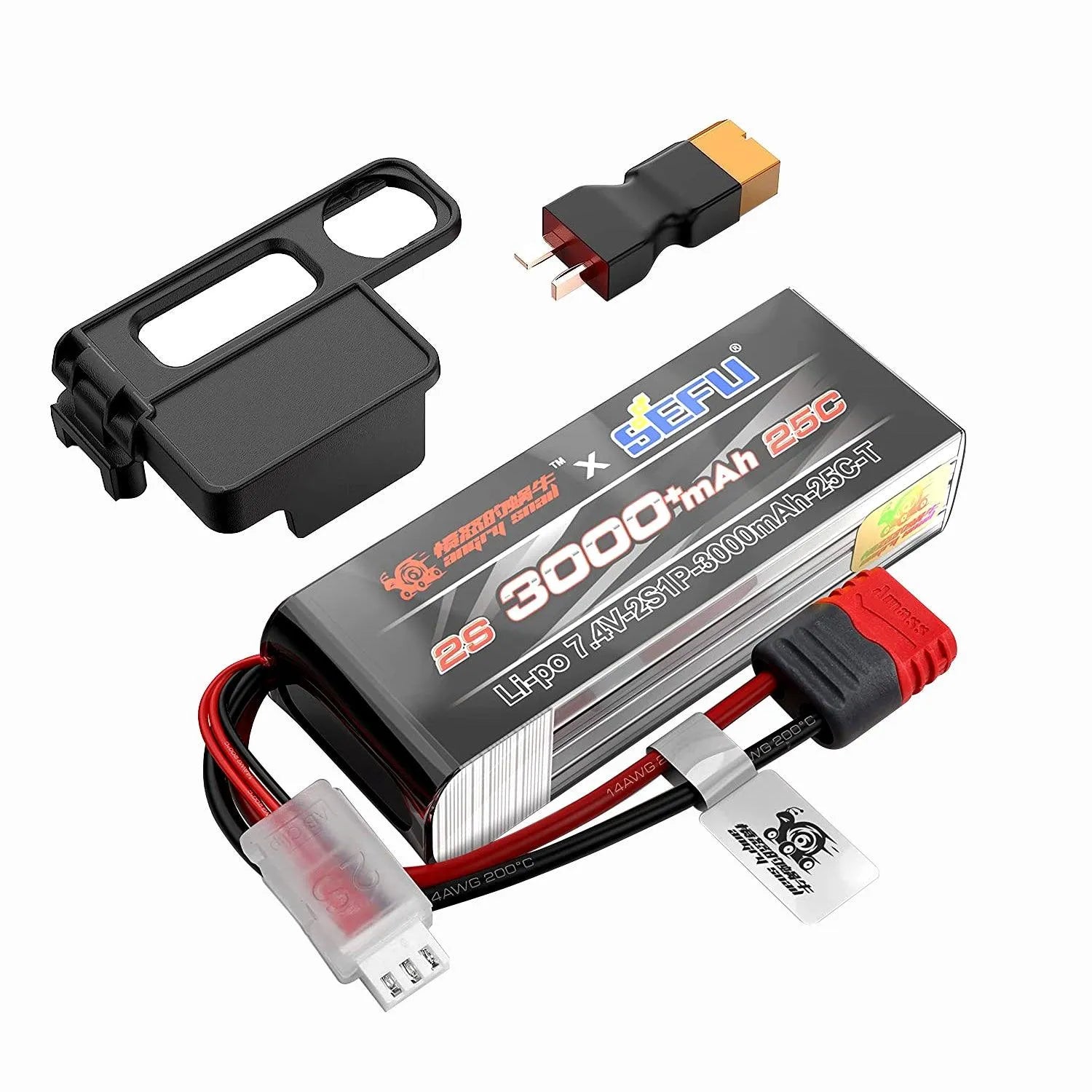 MJX 2S 7.4V 25C 3000mAh LiPo Battery with T Plug - Compatible with MJX 16208, 16209, 14209, 14210 RC Cars - High Performance Rechargeable Battery for RC Vehicles, Drones & Hobby Models - Perfect for Racing, Off-Roading & Remote Control Adventures