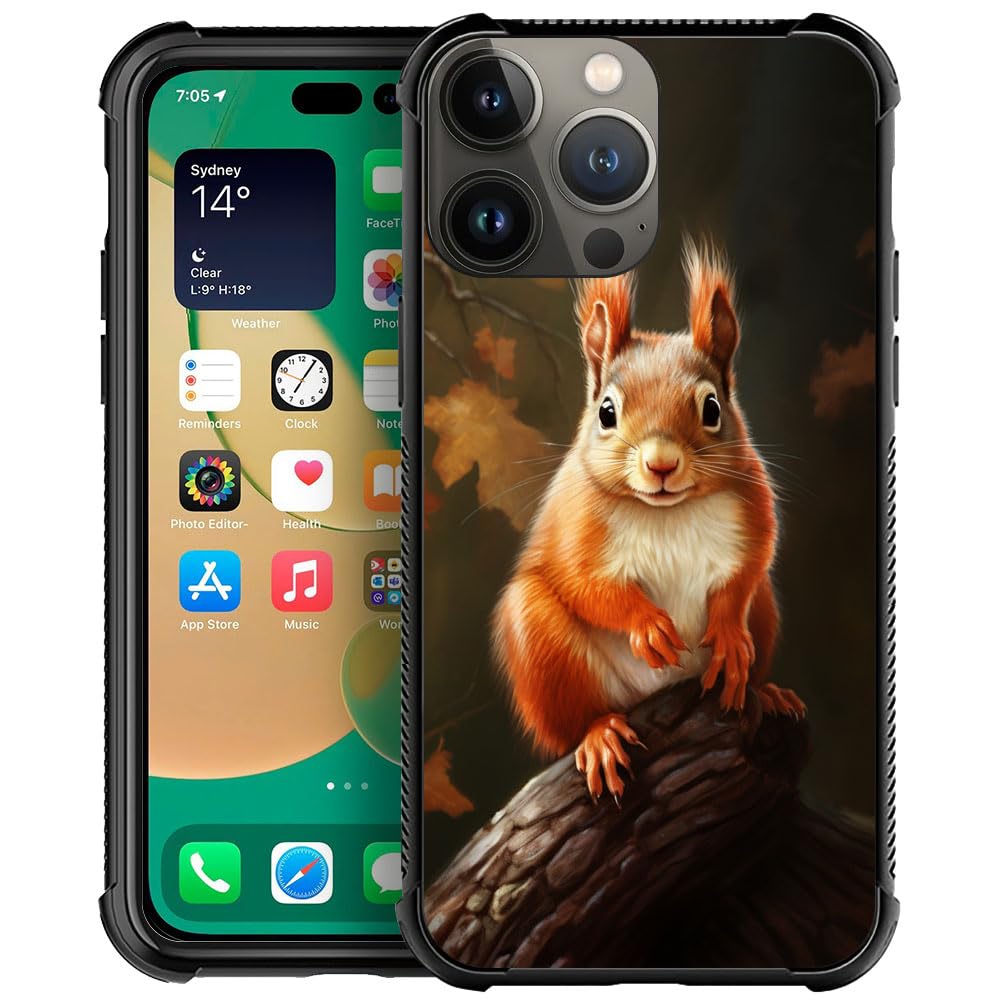 Cute Forest Squirrel iPhone 12 Mini Case for Girls - Shockproof Hard PC Back Cover with Anti-Scratch Picture Pattern Design | Perfect Gift for Nature Lovers & Daily Protection