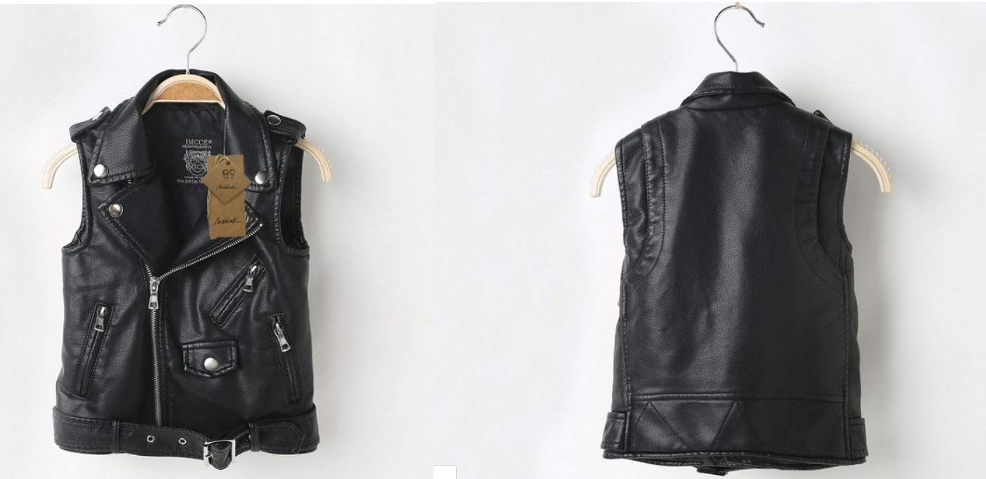 Kids Leather Motorcycle Jacket - Winter Vest Coat for Girls & Boys - Riding & Outdoor Play