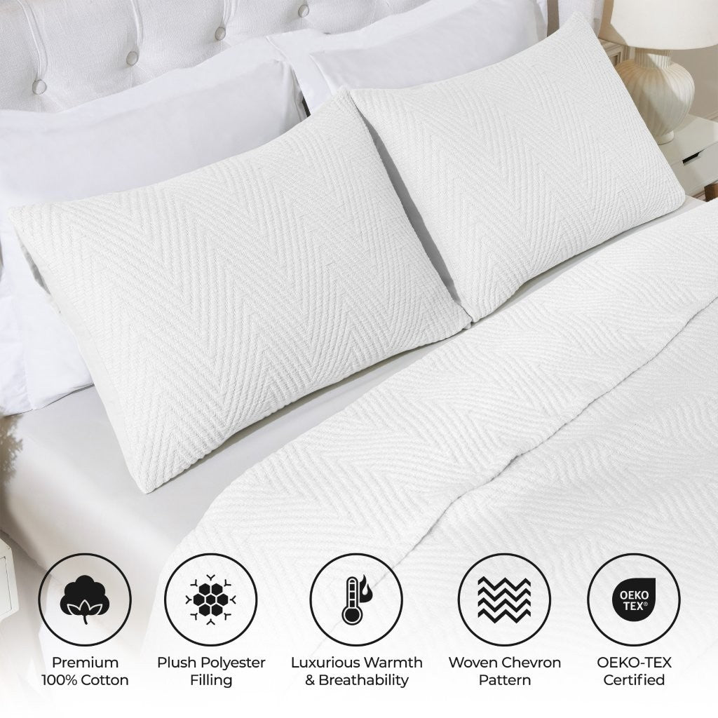 Premium Aswan Cotton Medium Weight Textured Modern Chevron Woven Coverlet - Soft & Breathable Bedspread for All-Season Comfort | Perfect for Master Bedroom, Guest Room & Cozy Home Decor