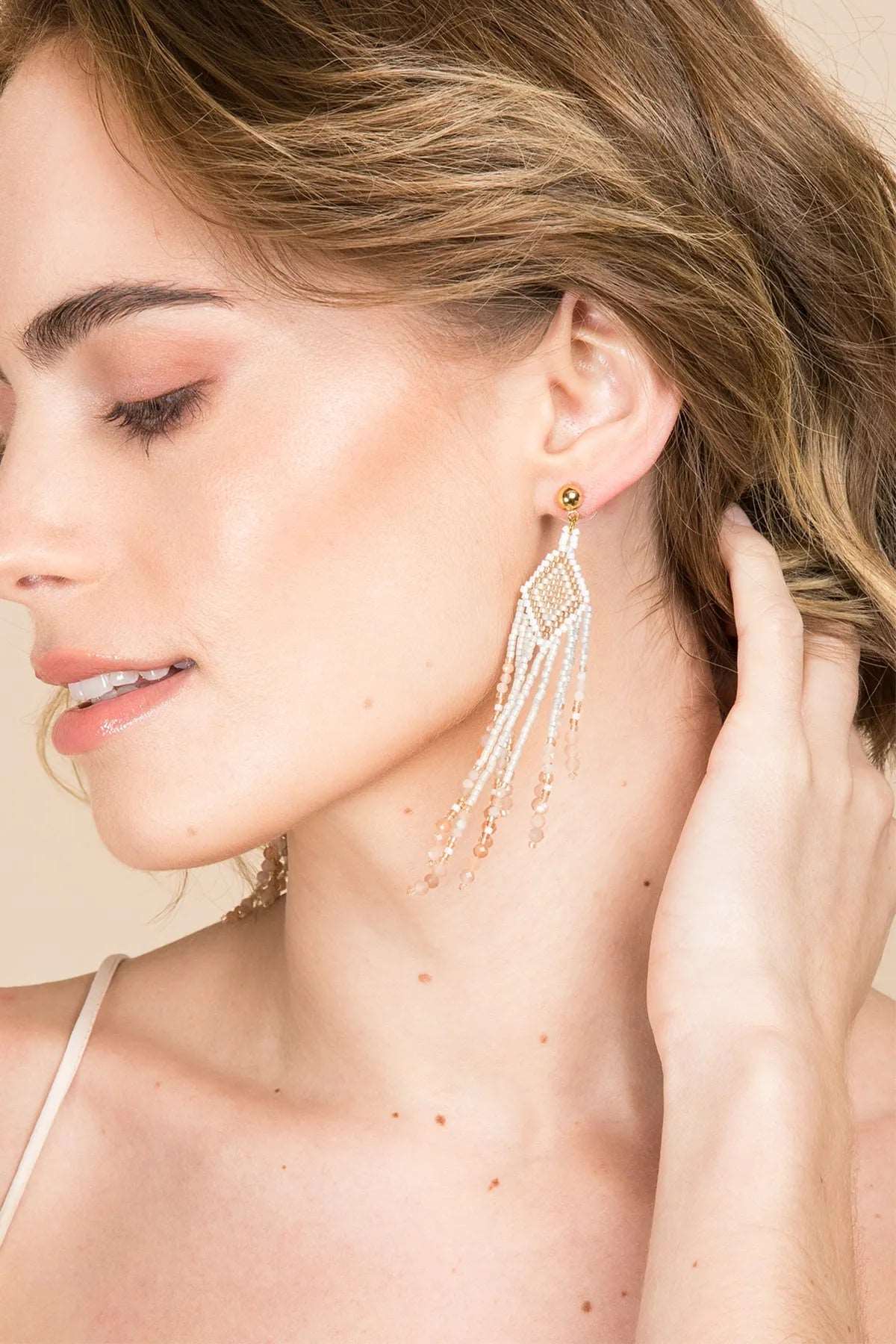 Sparkling Diamond Beaded Dangle Earrings for Women - Elegant Drop Earrings for Party, Wedding & Evening Wear
