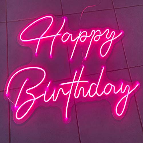 Happy Birthday Neon Sign - LED Tube Wall Decor for Bachelorette, Engagement & 1st Birthday Parties (63x47cm) - Perfect for Home, Bar & Event Decorations