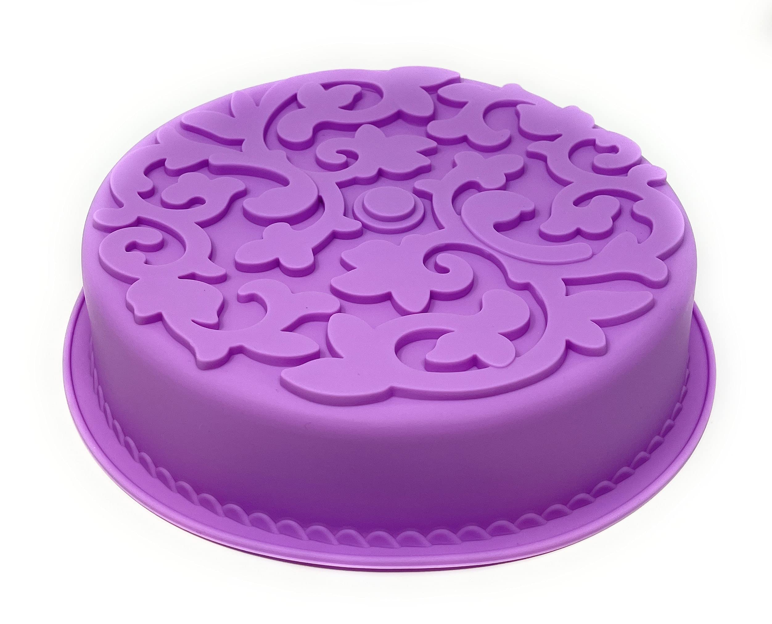 10 Inch Large Silicone Cake Pan - Round Non-Stick Flexible Bakeware for Baking, Anniversary, Birthday, Wedding & Party - Perfect for Home Baking, Bridal Showers, Picnics & Holiday Gatherings (Colors May Vary)