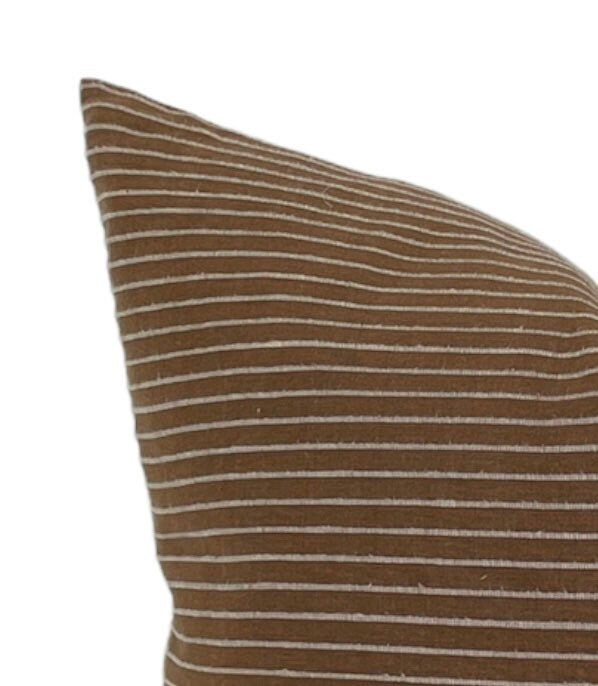Designer Whittier Chiangmai Woven Brown Stripe Pillow Cover - Bohemian Home Decor for Living Room, Bedroom & Outdoor Use