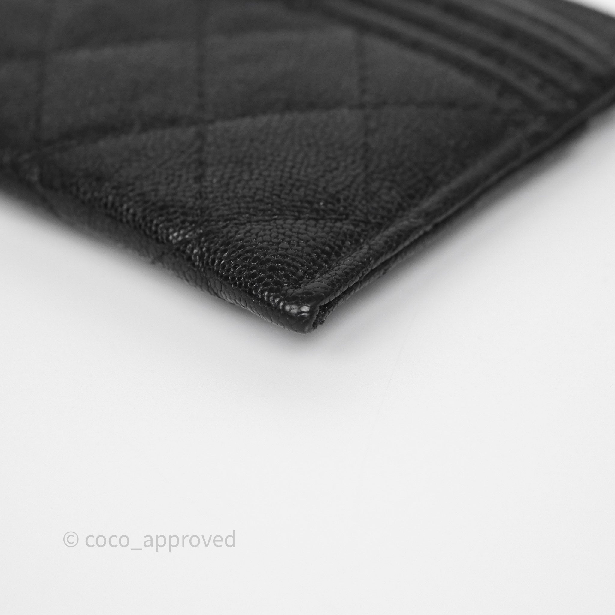 Chanel Boy Card Holder in Black Quilted Caviar Leather with Aged Gold Hardware - Luxury Wallet for Women, Perfect for Everyday Use and Gift Giving