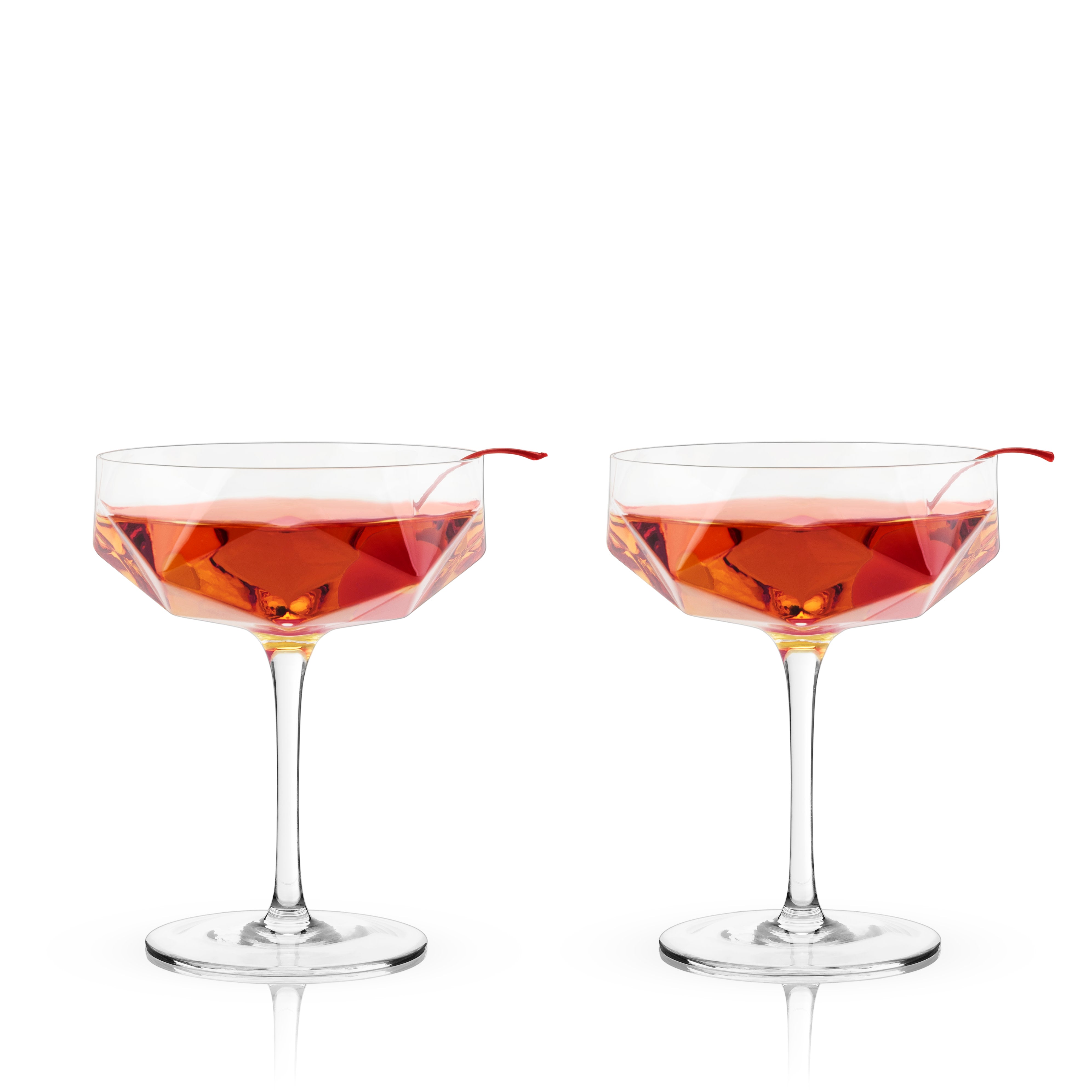 Premium Seneca Faceted Coupe Glasses Set of 2 - Elegant Crystal Cut Champagne Glasses for Wedding, Anniversary & Special Occasions - Perfect for Toasting & Celebrations