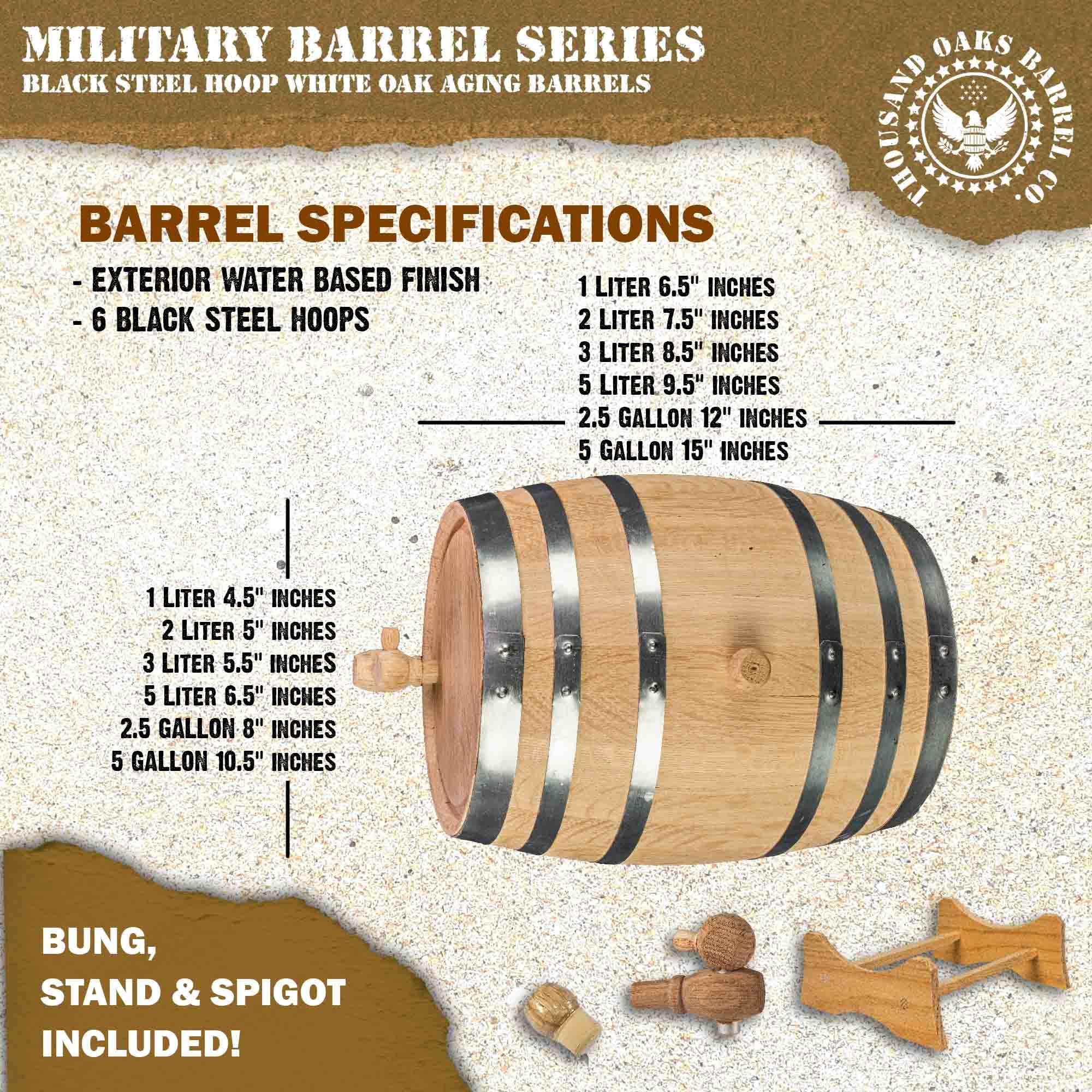 USMC Engraved 5 Gallon Oak Aging Barrel with Wood Stand - Military Veteran Gift, 20L Mini Whiskey Barrel for Home Distilling, Brewing & Winemaking | Perfect for Bourbon, Whiskey, Moonshine & Craft Beer Aging