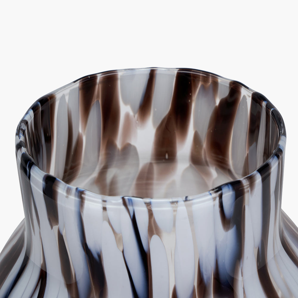 Brown and White Tortoiseshell Glass Vase - Small & Large Sizes - Elegant Home Decor for Centerpieces, Wedding Decorations & Living Room Accents