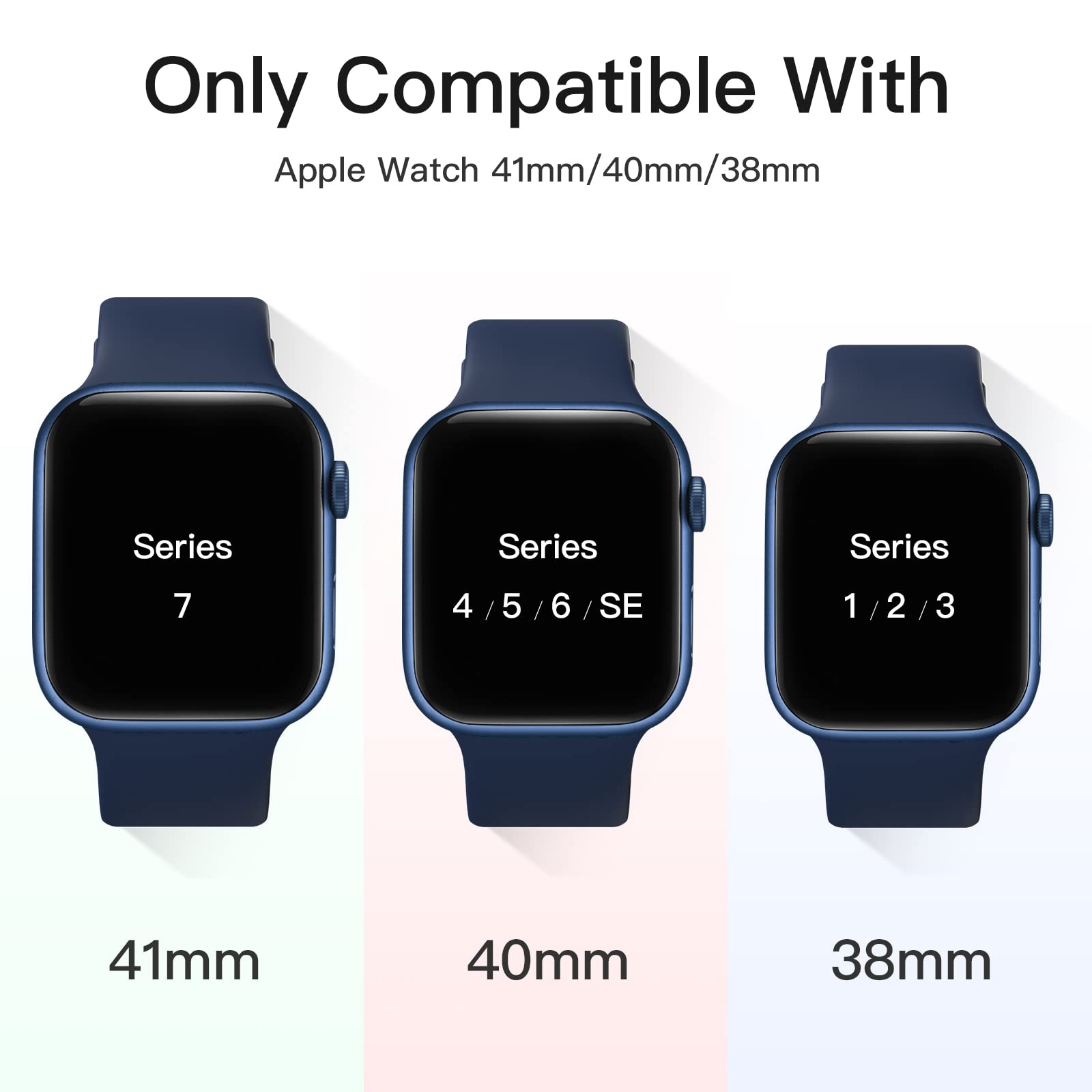 AOTUAO Soft Silicone Sport Band for Apple Watch 38mm 40mm 41mm - Compatible with Series 9/8/7/6/5/4/3/2/1/SE - Durable Sweatproof Watch Strap for Women & Men - Perfect for Running, Gym Workouts & Daily Wear (Dark Blue)