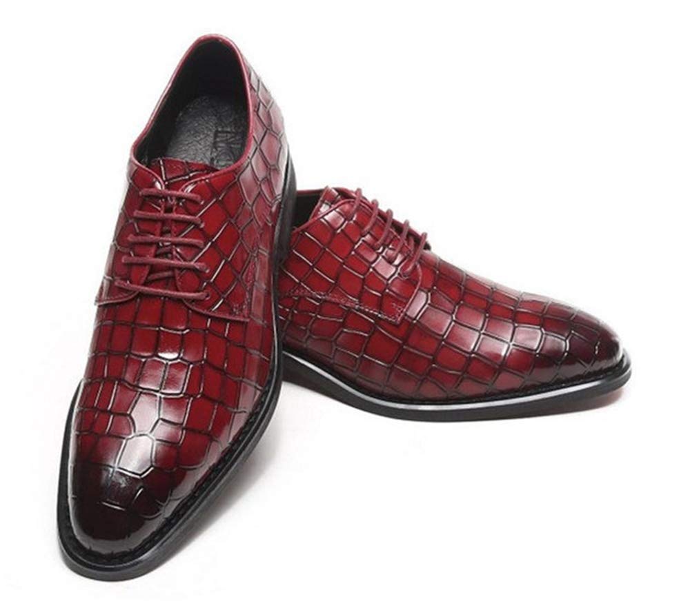 Premium Men's Oxford Dress Shoes - Genuine Leather Crocodile Embossed Lace-Up Derby Shoes | Non-Slip Sole, Comfortable & Durable | Perfect for Business, Formal Events & Office Wear