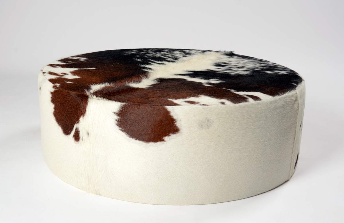 Premium Cowhide Round Ottoman 35