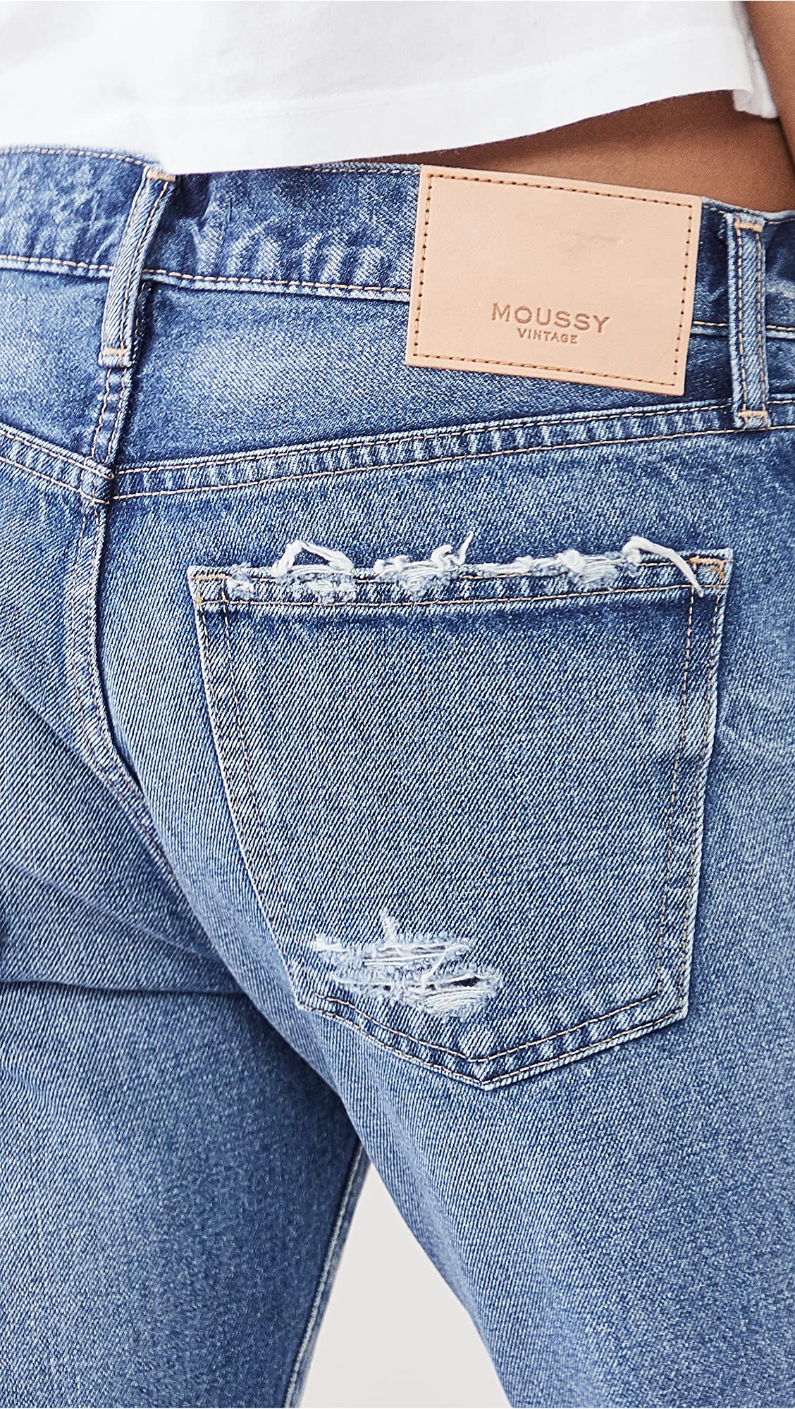 MOUSSY VINTAGE Women's High Waist Tapered Blue Jeans - Slim Fit Denim Pants for Casual Wear & Street Style Fashion