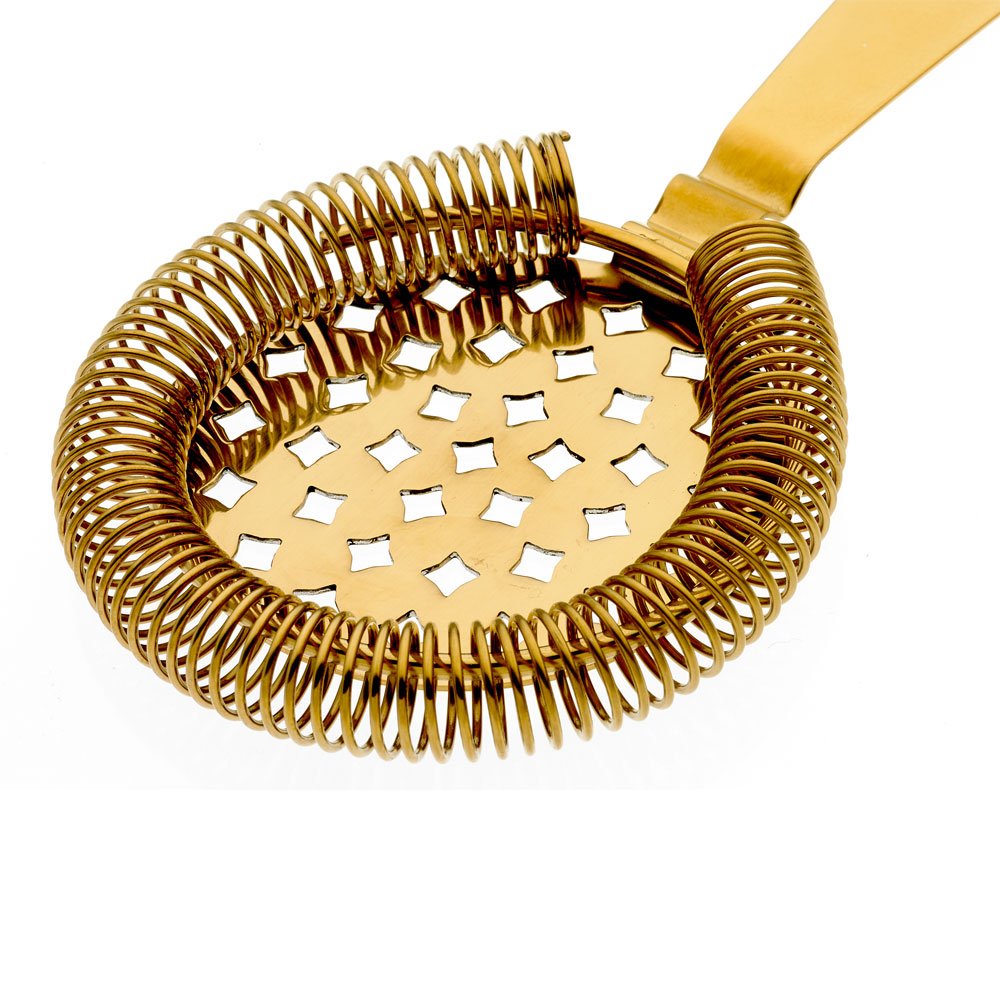 Barfly Classic Hawthorne Spring Bar Strainer - Gold Plated Cocktail Strainer for Mixing, Bartending & Home Bar Use