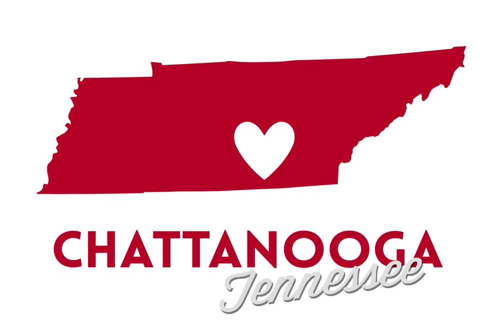 Lantern Press Chattanooga Tennessee Heart Design Wall Art - 12x18 Wrapped Canvas Print for Home & Office Decor - Perfect for Living Room, Bedroom or Gift