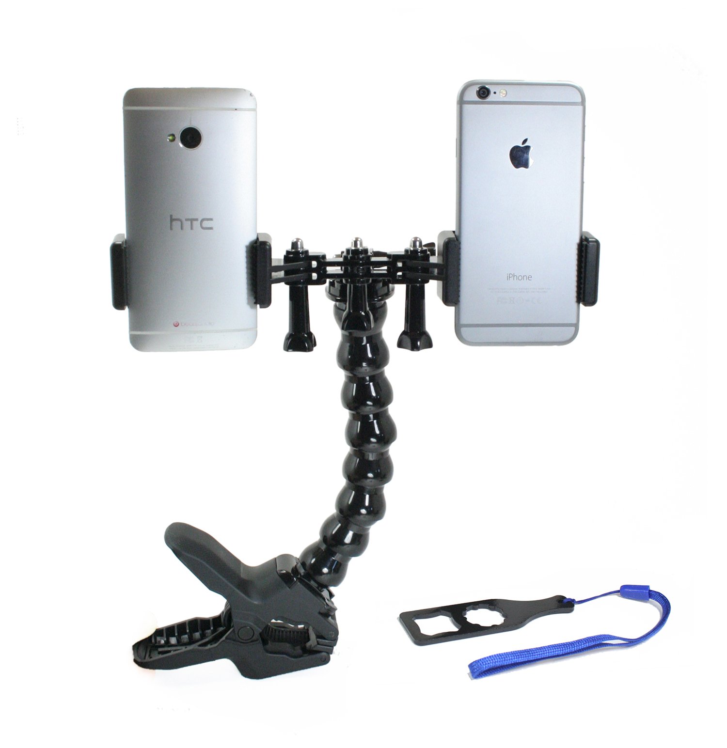 Livestream Gear® - Dual Device Jaws Clamp for Streaming & Video Recording - Compatible with 2 Phones, Sports Cameras & Canon DSLRs - Adjustable Angles - Perfect for Live Streaming, Vlogging & Multi-Angle Video Shoots