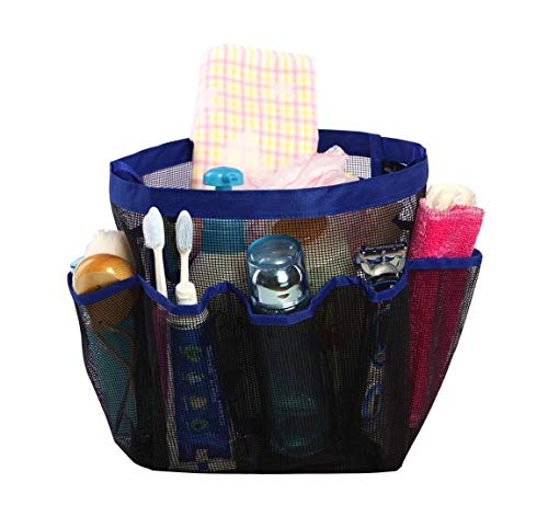 MICRONE Mesh Shower Bag - Quick Dry Hanging Toiletry Organizer with 8 Pockets for Cosmetics & Bath Essentials | Portable Shower Caddy for Dorm, Gym, Camping & Travel | Perfect for College Students, Outdoor Enthusiasts & Frequent Travelers