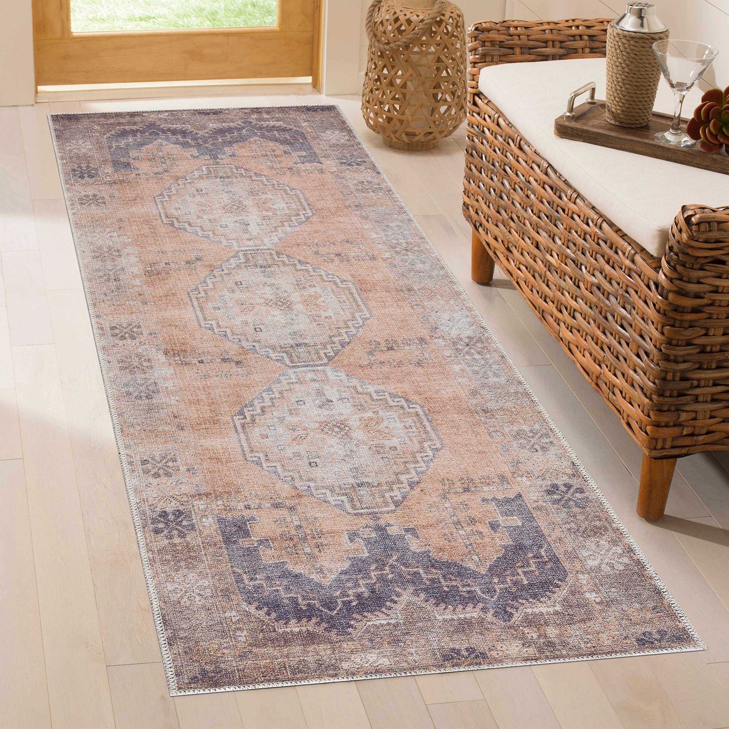 Hauteloom Carrabelle Traditional Machine Washable Area Rug - Blue, Ivory, Brown - 5'3