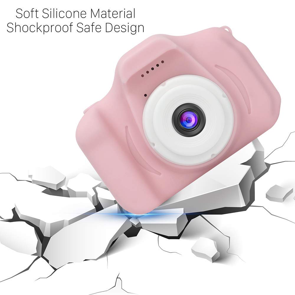 Kids Digital Camera for Toddlers 3-8 Years Old - Rechargeable Shockproof Video Camcorder with 32GB Memory Card - Perfect Birthday Gift for Boys & Girls (Pink) - Great for Outdoor Adventures, Family Trips and First Photography Experience