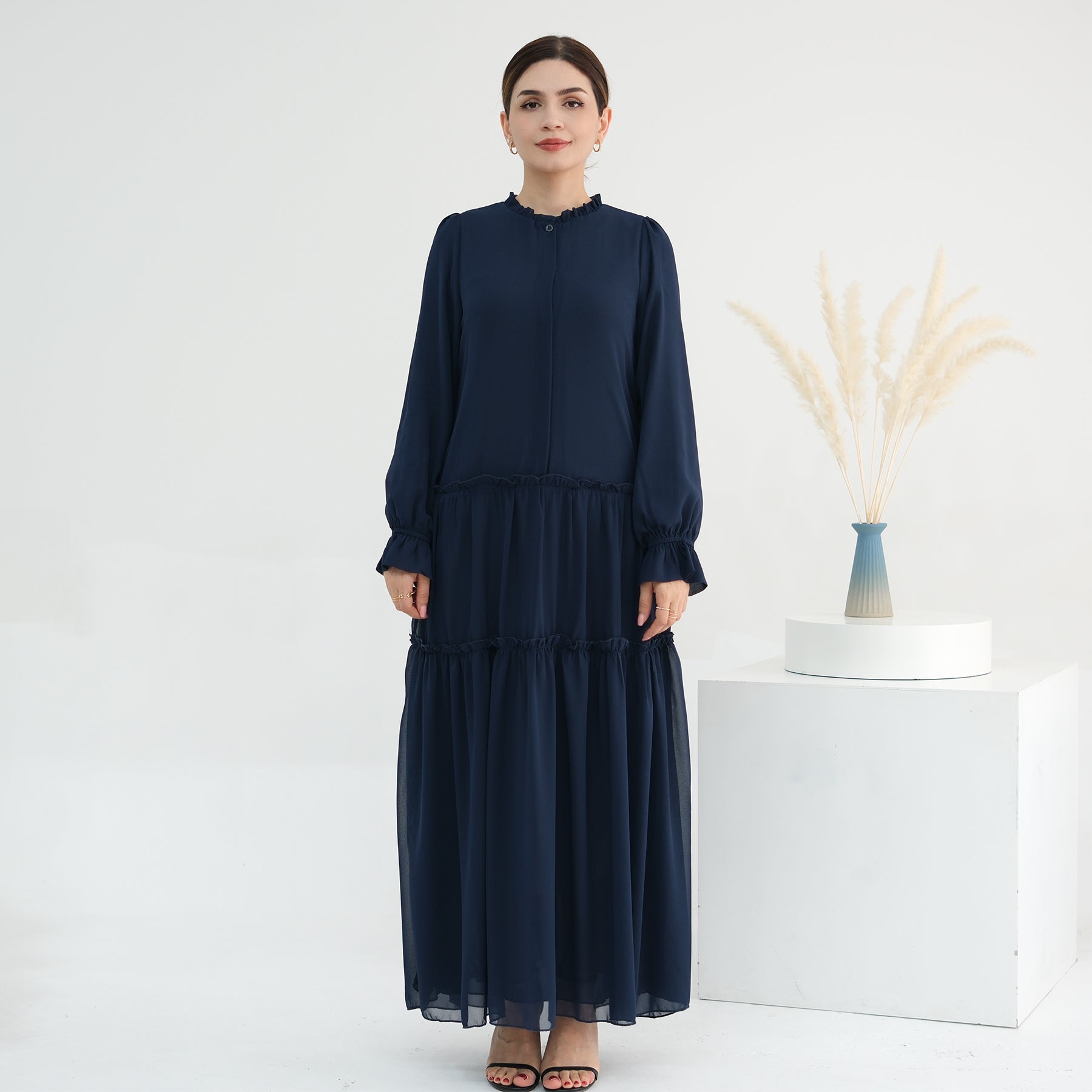 Molly Prairie Chiffon Maxi Dress for Women - Flowy Long Summer Dress in Light Blue | Perfect for Beach Vacations, Weddings & Boho Fashion
