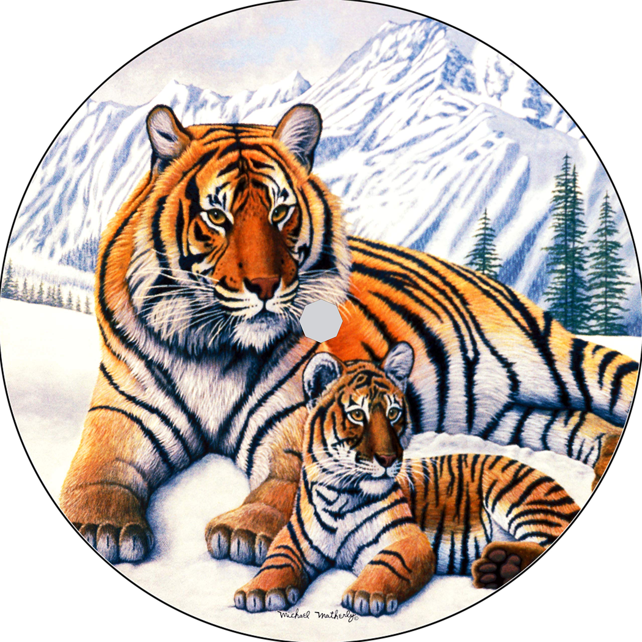 Custom Tiger Maternal Watch with Cub Spare Tire Cover - Fits Any Make/Model (255/75R17 Backup Camera Option) - Perfect for SUV, Jeep & Truck Off-Road Adventures & Wildlife Enthusiasts