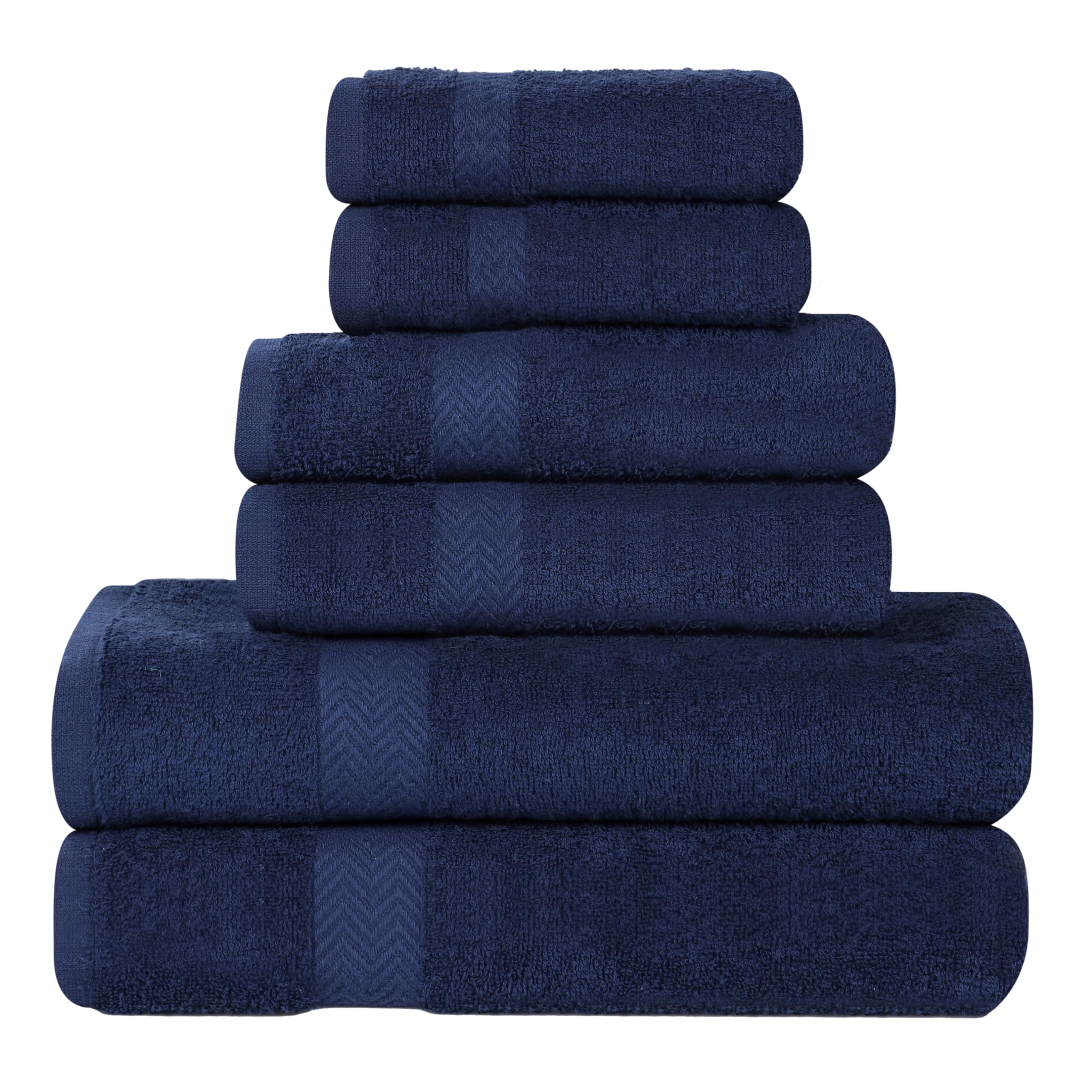 Premium 18-Piece Cotton Towel Set - 8 Face Towels, 6 Hand Towels & 4 Bath Towels | Ultra Absorbent, Quick Dry | Franklin Collection in Navy Blue | Perfect for Home, Bathroom & Guest Essentials | Soft & Durable for Everyday Use
