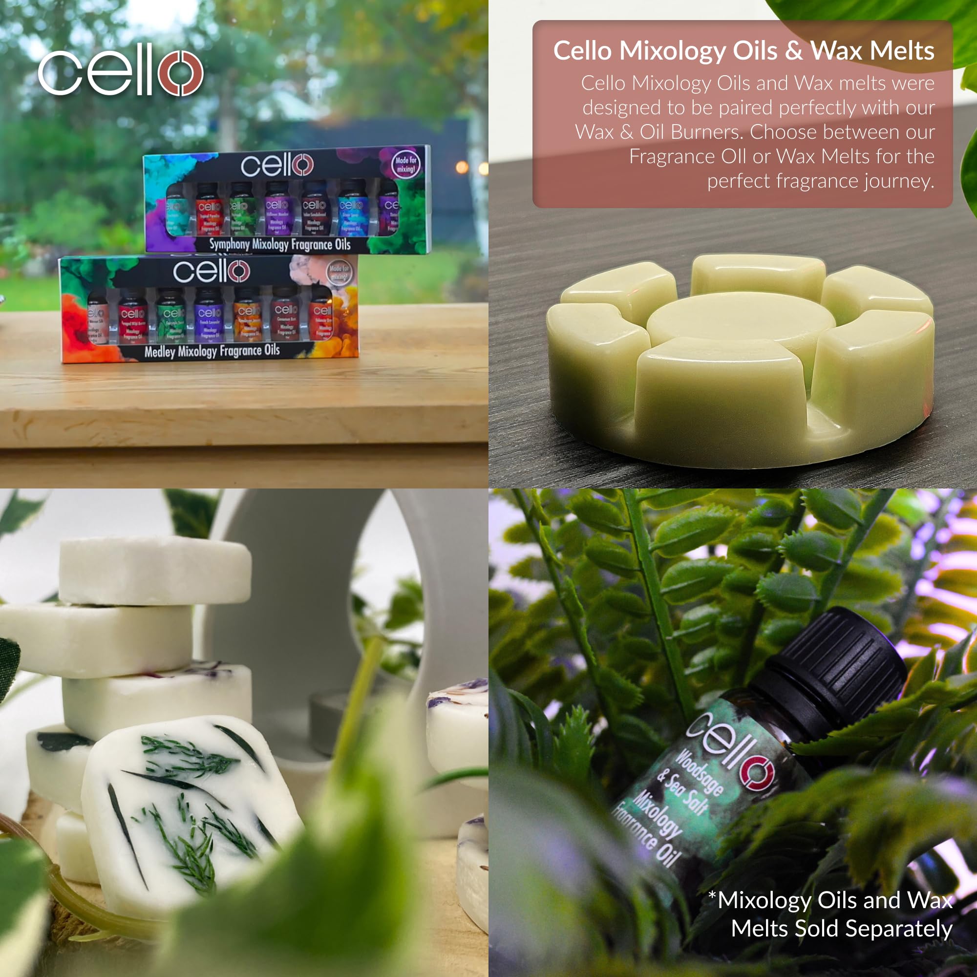 Cello Aurora Northern Lights Electric Wax Melt Burner with Frosted Pine Medallions - Aromatherapy Diffuser for Home, Office & Spa Relaxation