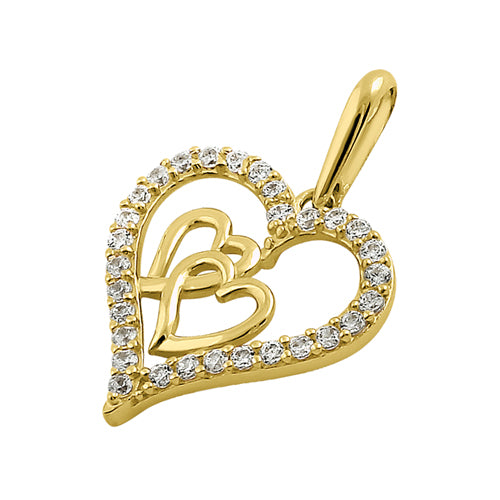 14K Solid Yellow Gold True Love CZ Pendant Necklace - Elegant Gift for Anniversary, Valentine's Day & Special Occasions